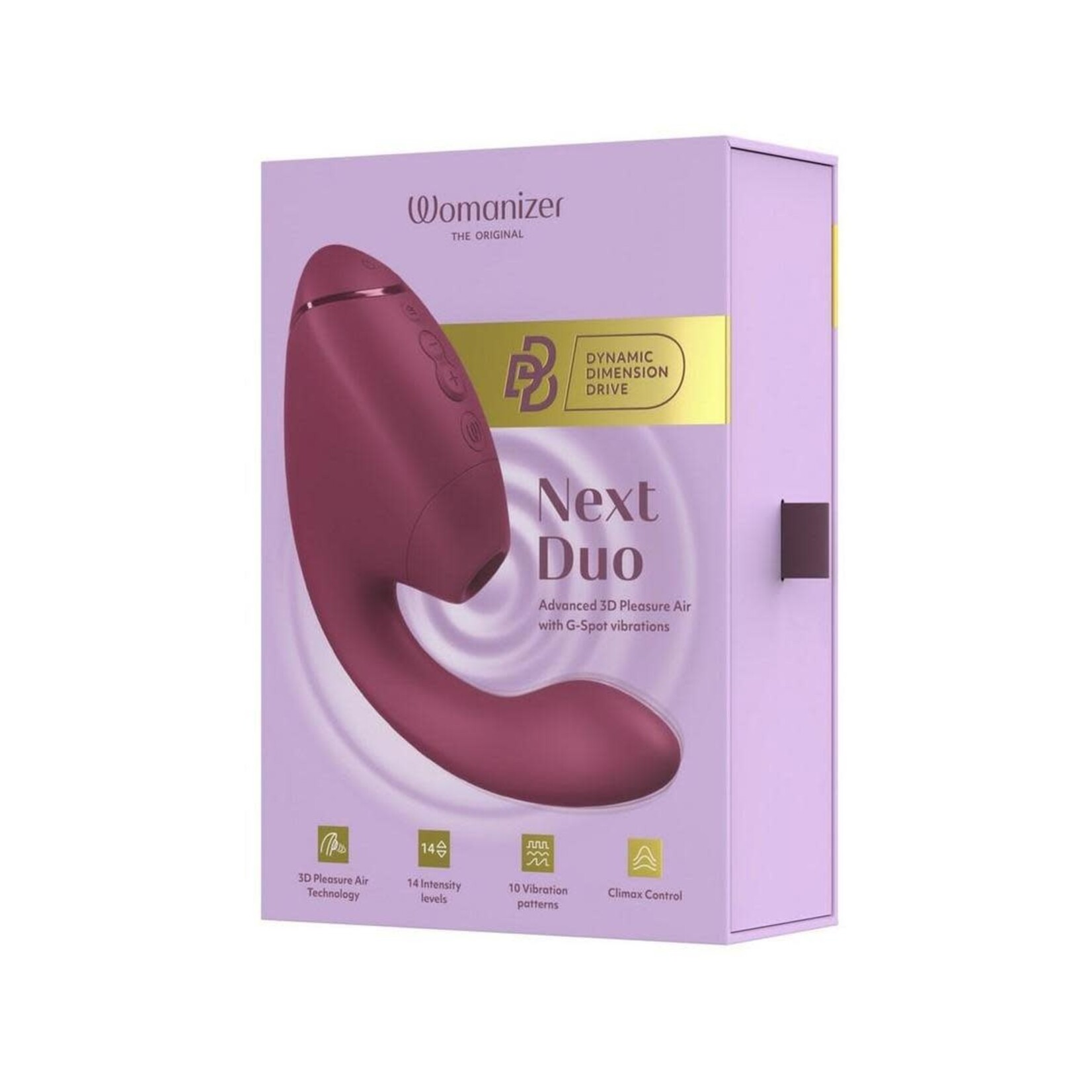 Womanizer Next Duo Rechargeable Silicone Dual G-Spot and Clitoral Stimulator - Dark Pink