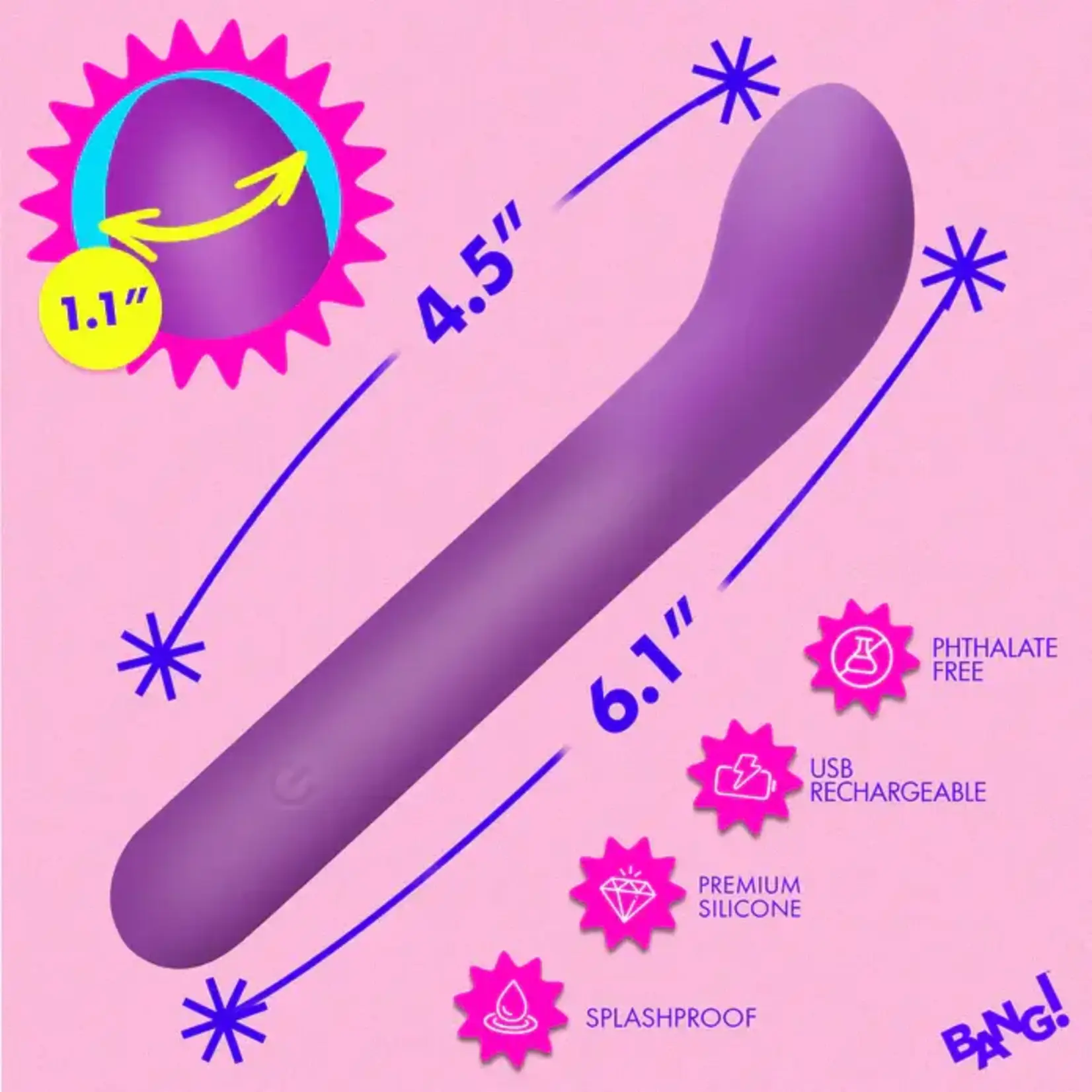 Bang! G-Spot Flexible Rechargeable Silicone Vibrator - Purple