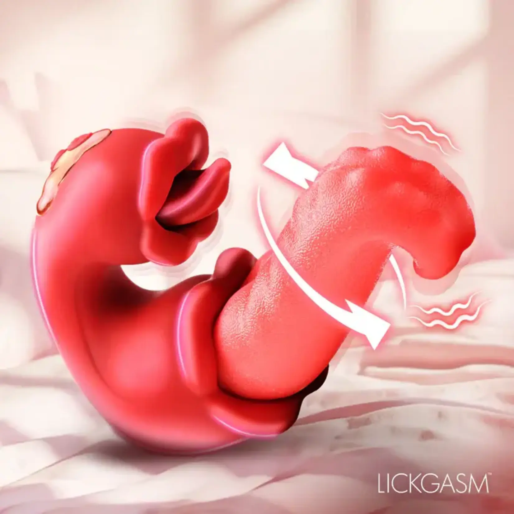 Lickgasm Lick Lasher Rechargeable Silicone Licking Vibrator - Red/Pink