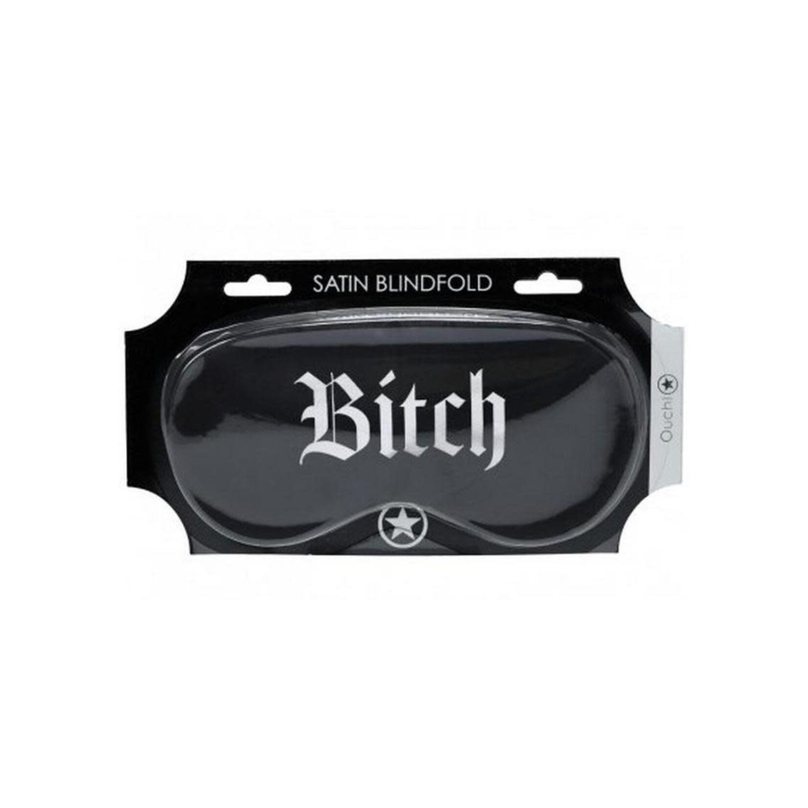 Ouch! Bitch Printed Satin Mask - Black