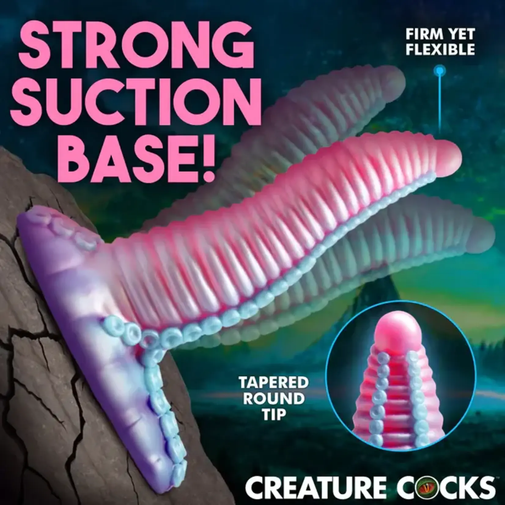 Creature Cocks Mega-Tenta Vibrating Rechargeable Silicone Dildo with Remote Control - Multicolor