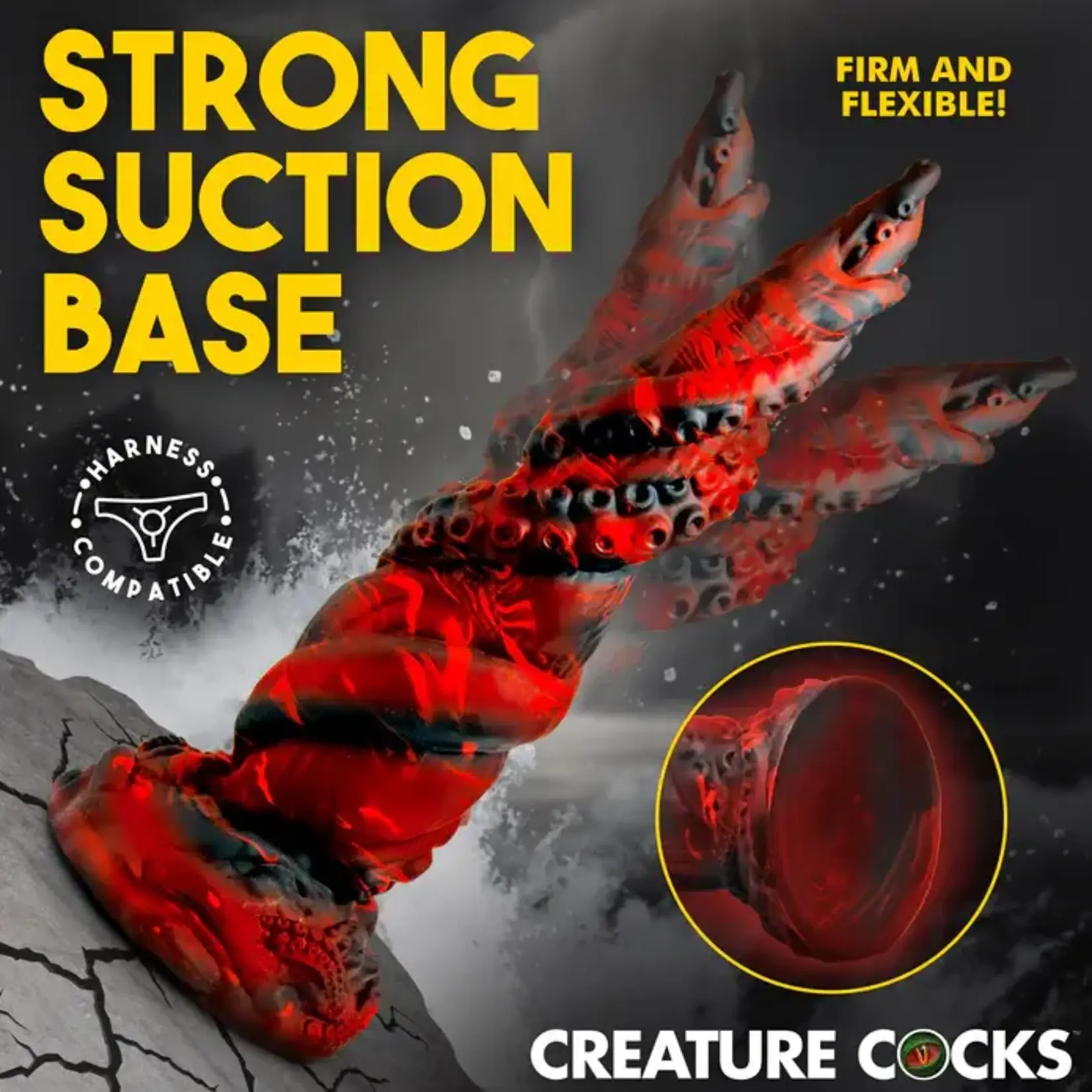 Creature Cock Kraken Spawn Tentacle Silicone Dildo - Red/Black