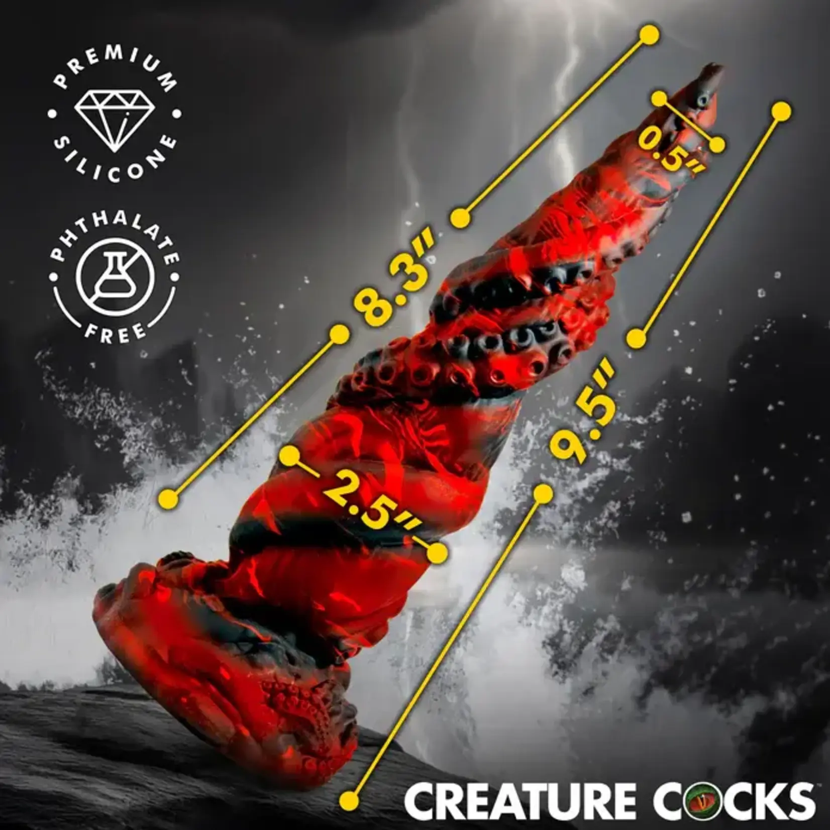 Creature Cock Kraken Spawn Tentacle Silicone Dildo - Red/Black
