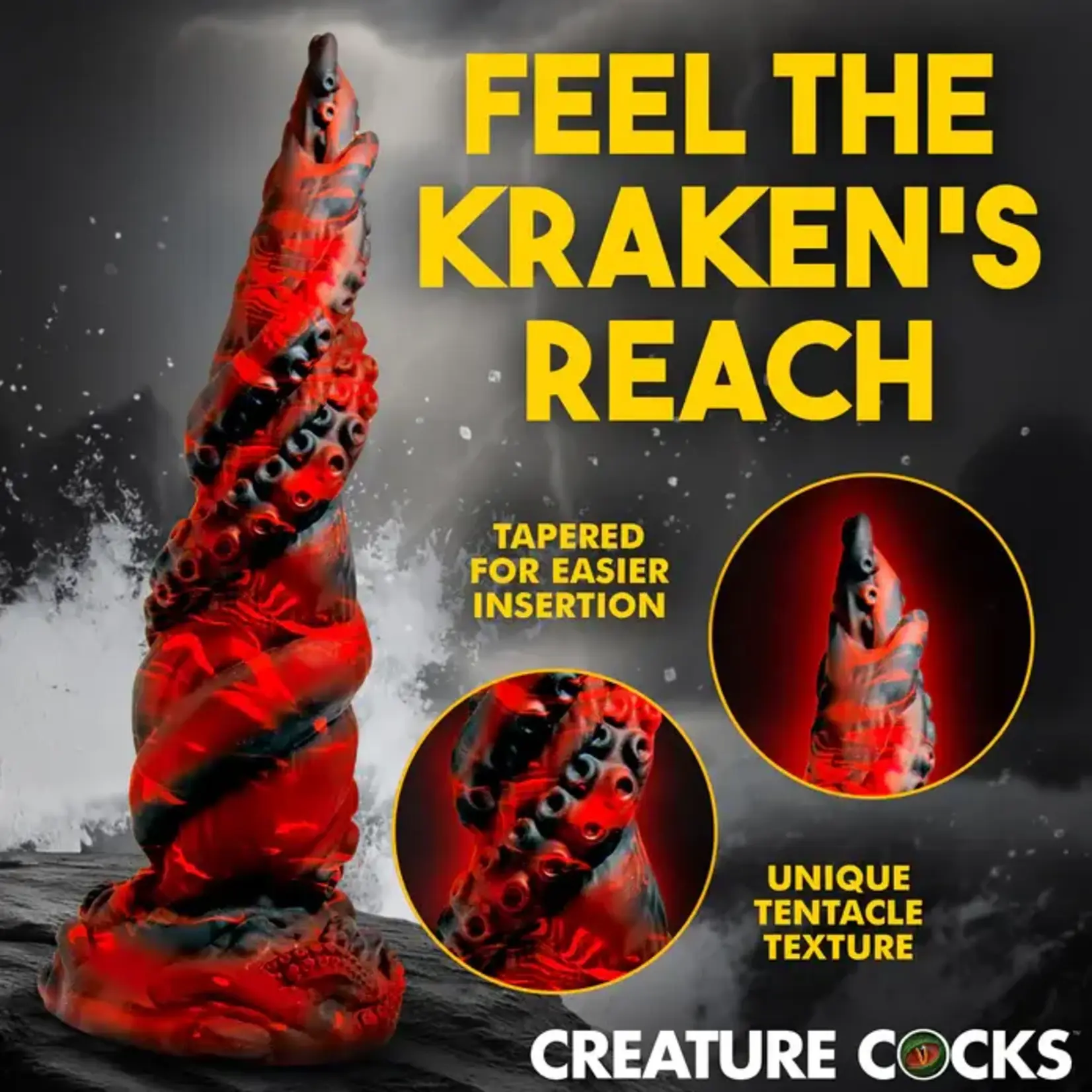 Creature Cock Kraken Spawn Tentacle Silicone Dildo - Red/Black