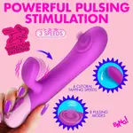Bang! Clit Tapping Pulsing Rechargeable Silicone Rabbit Vibrator - Purple