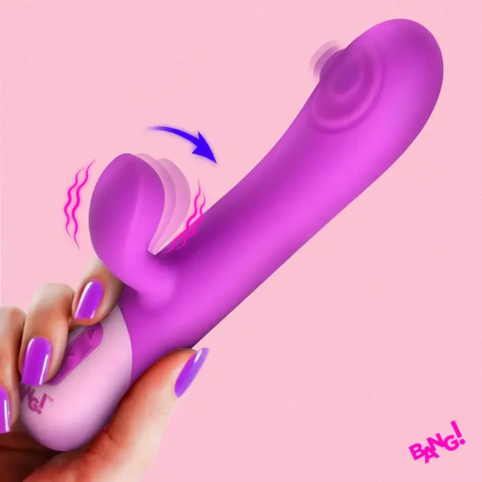 Bang! Clit Tapping Pulsing Rechargeable Silicone Rabbit Vibrator - Purple