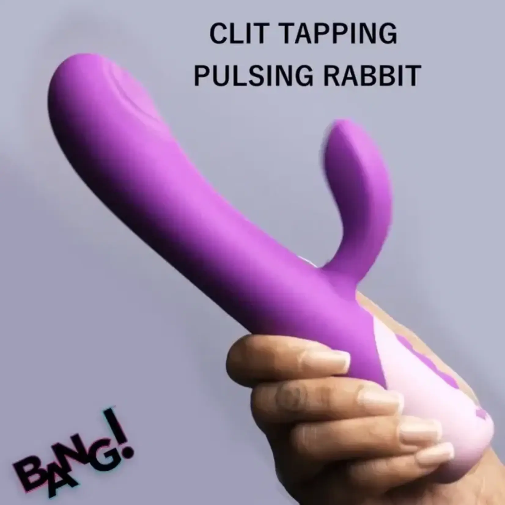Bang! Clit Tapping Pulsing Rechargeable Silicone Rabbit Vibrator - Purple
