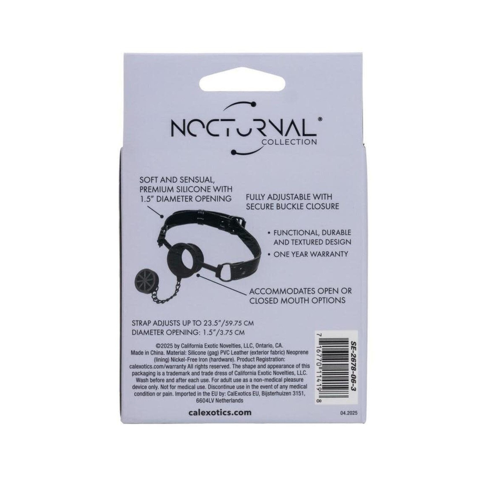 Nocturnal Collection Stopper Gag - Black