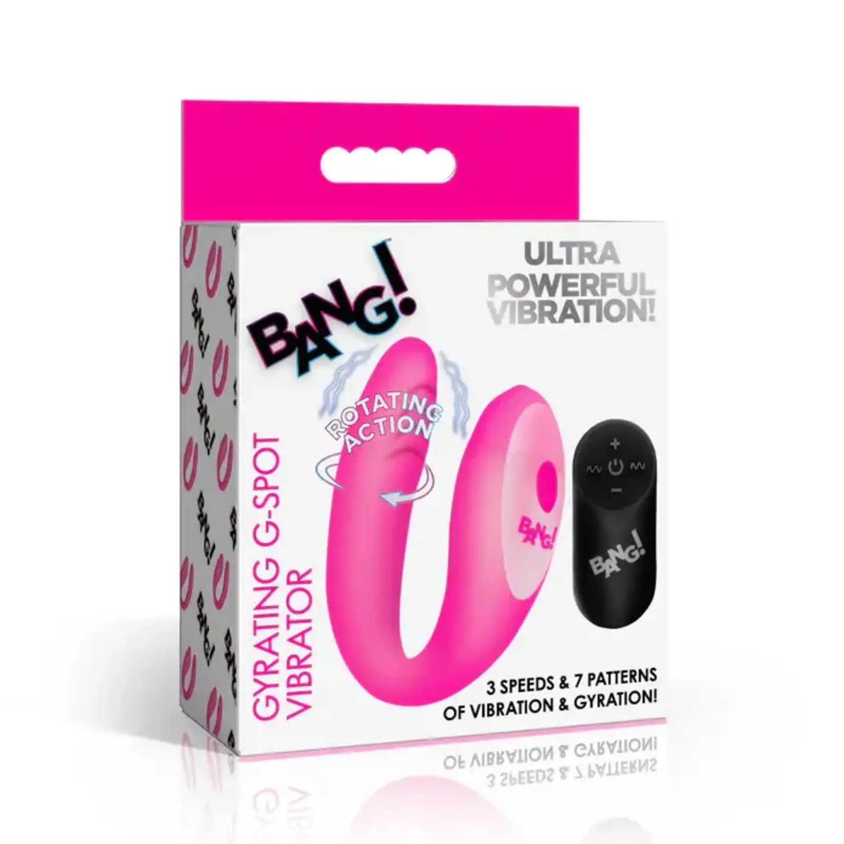 Bang! Gyrating G-Spot Rechargeable Silicone Dual Stimulating Vibrator with Remote - Pink