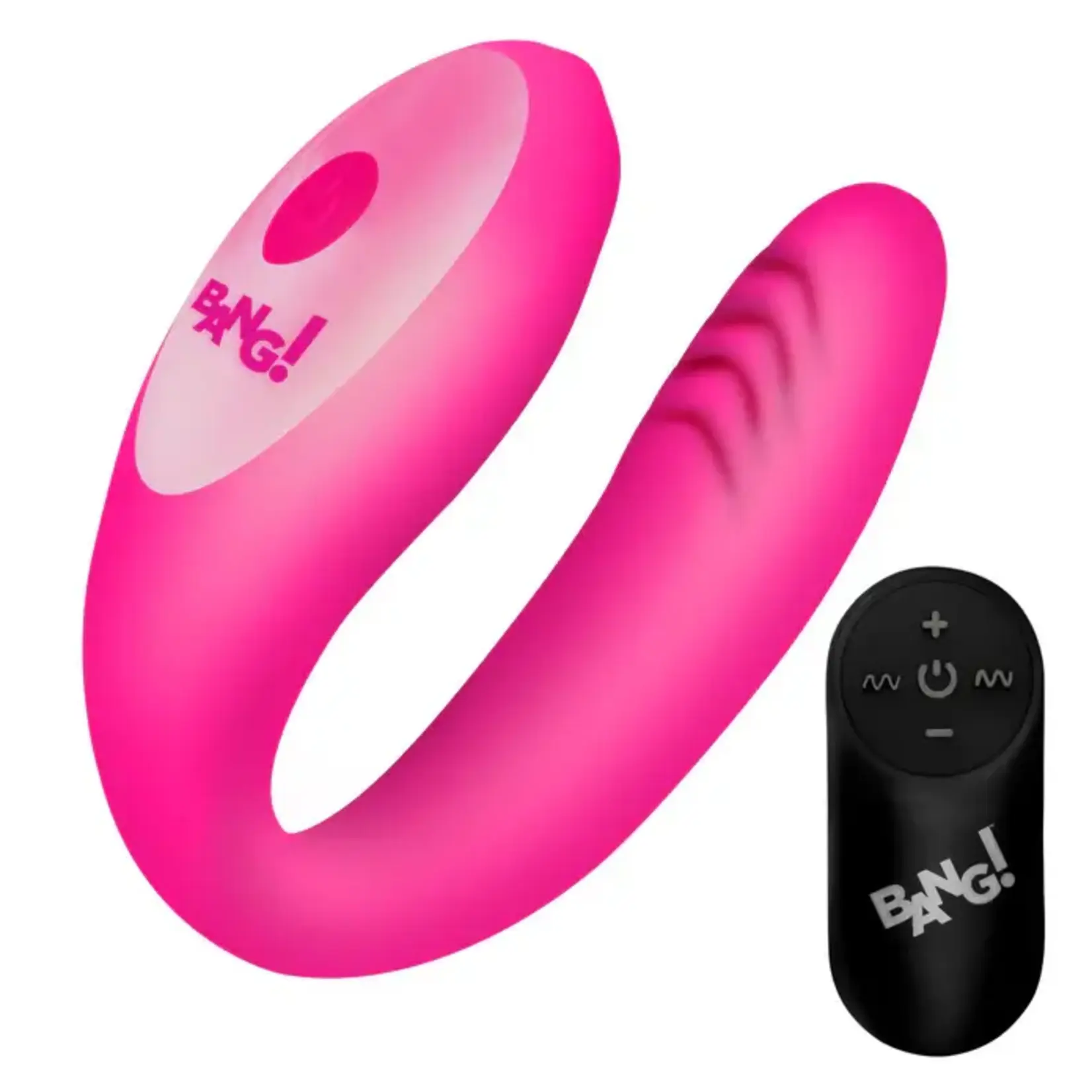 Bang! Gyrating G-Spot Rechargeable Silicone Dual Stimulating Vibrator with Remote - Pink