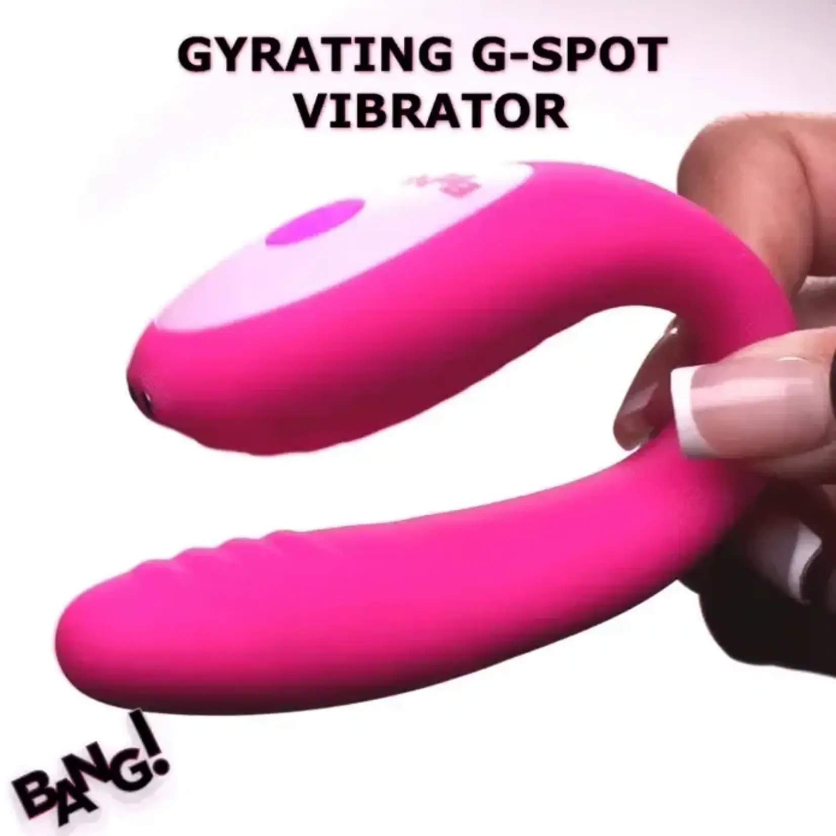 Bang! Gyrating G-Spot Rechargeable Silicone Dual Stimulating Vibrator with Remote - Pink