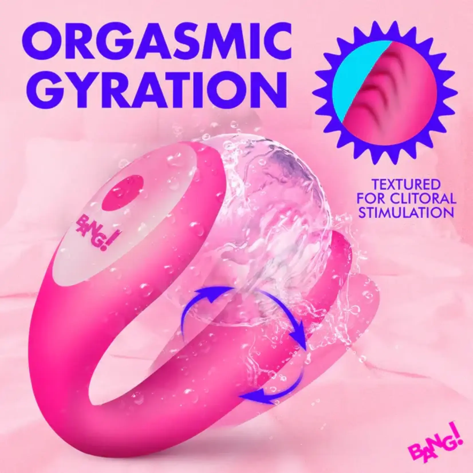 Bang! Gyrating G-Spot Rechargeable Silicone Dual Stimulating Vibrator with Remote - Pink