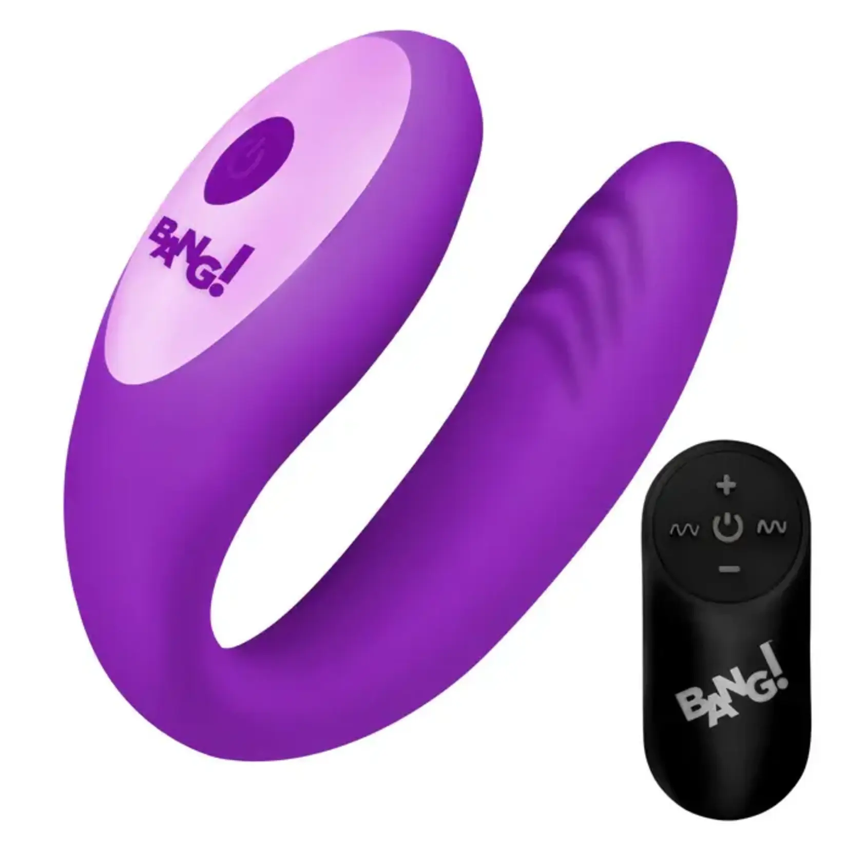Bang! Gyrating G-Spot Rechargeable Silicone Dual Stimulating Vibrator with Remote - Purple