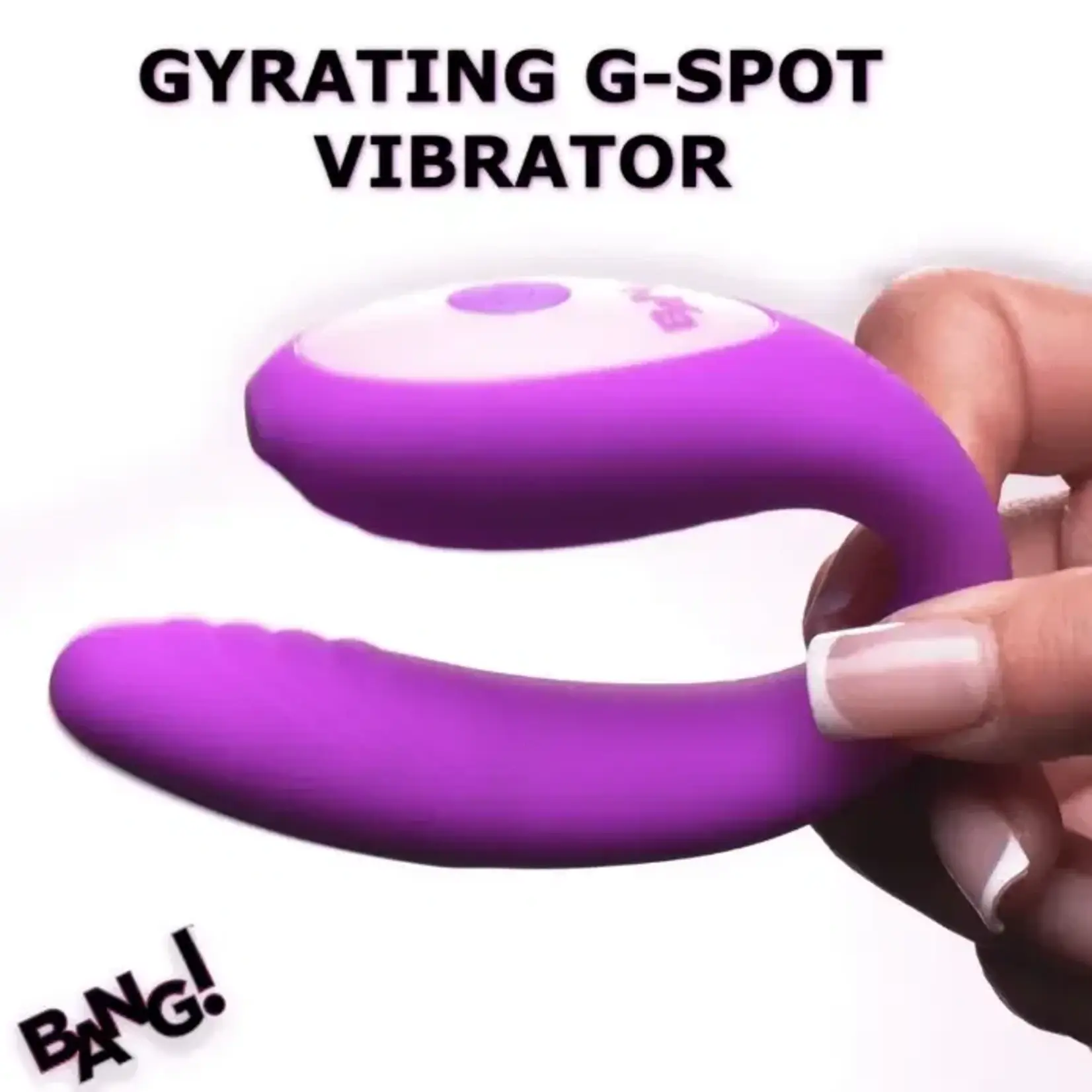 Bang! Gyrating G-Spot Rechargeable Silicone Dual Stimulating Vibrator with Remote - Purple