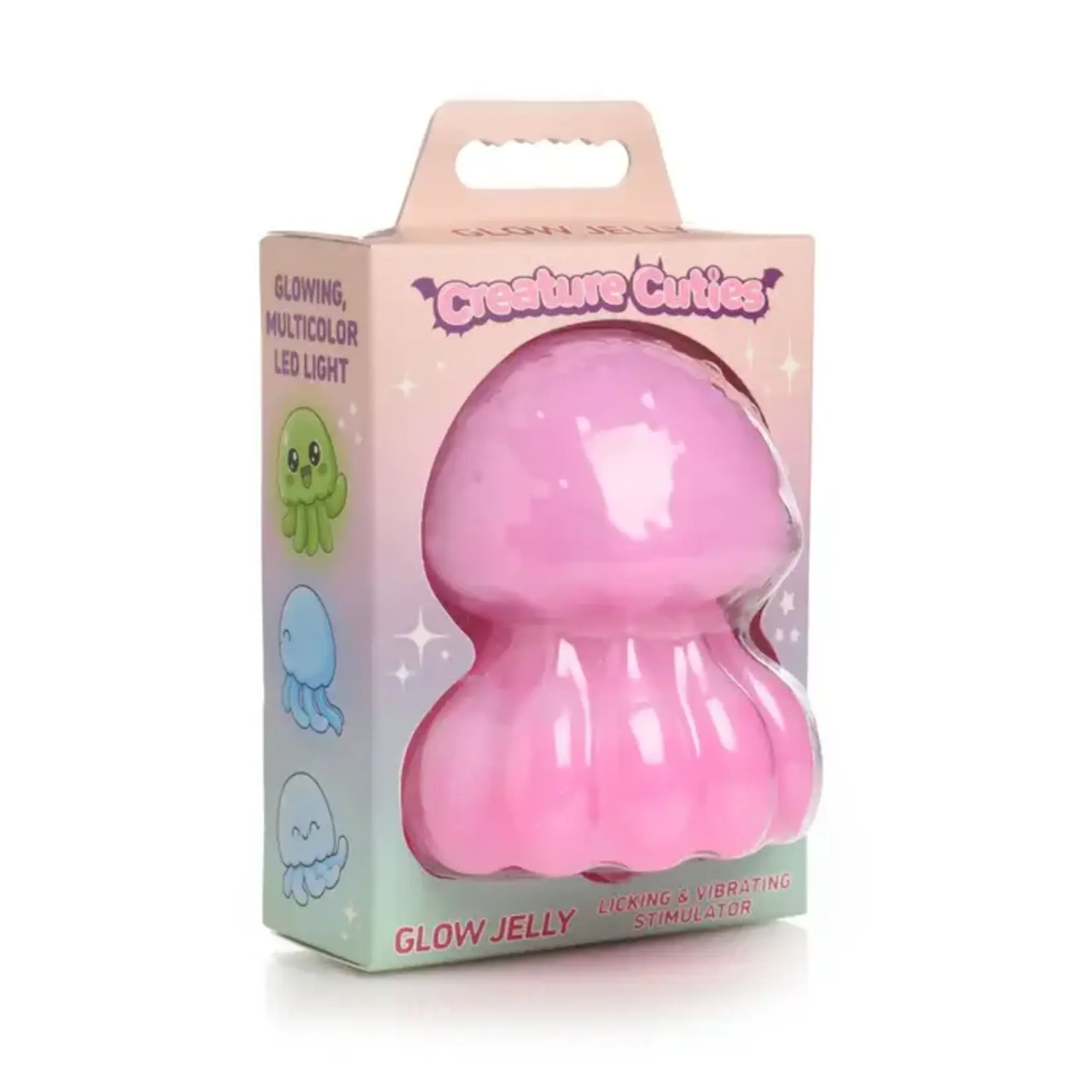 Creature Cocks Glow Jelly Licking & Vibrating Rechargeable Silicone Stimulator - Pink