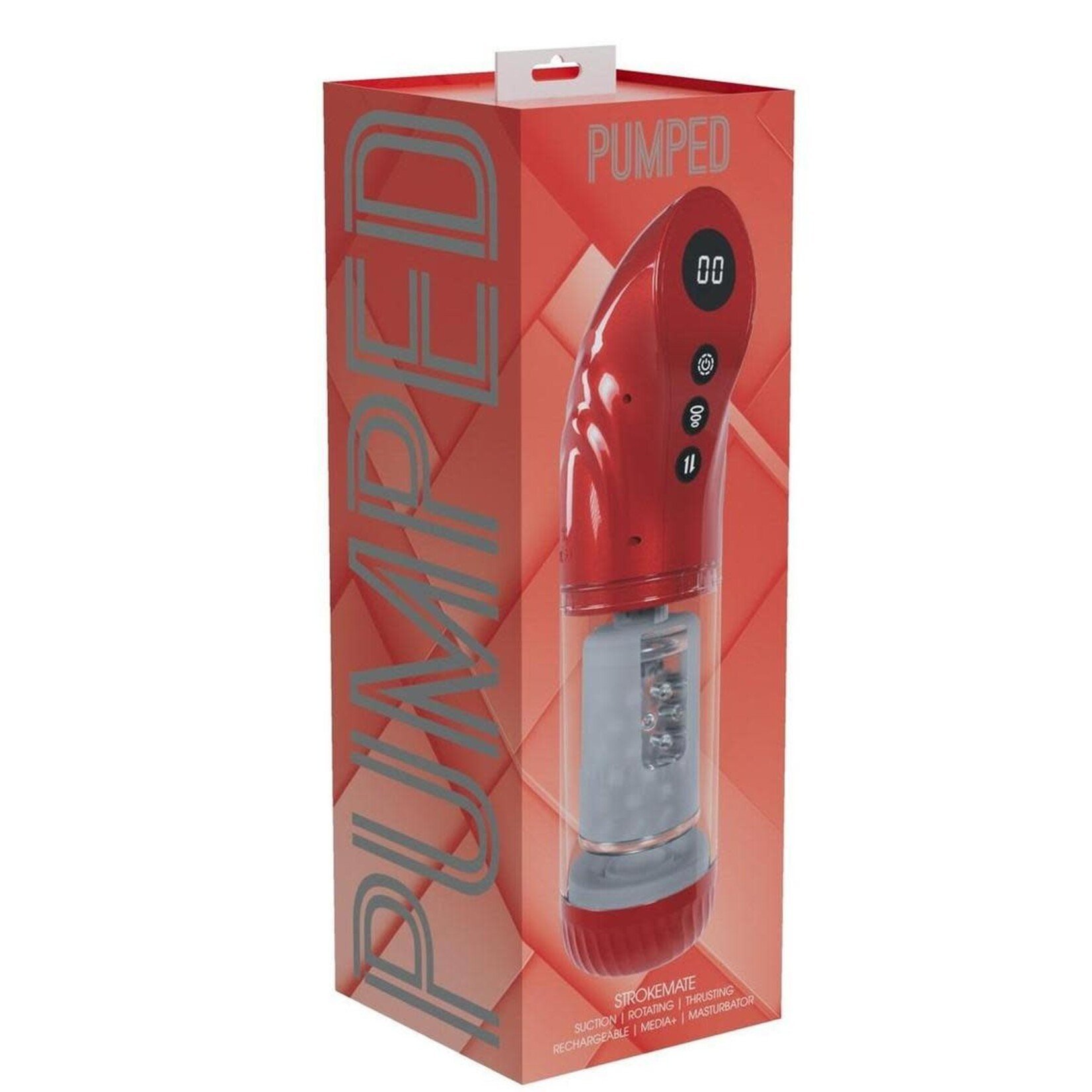 Pumped StrokeMate Multi-Function Rechargeable Masturbator - Metallic Red