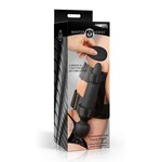 Master Series Thunderstick Thigh Strap Rechargeable Vibrating Wand with Harness - Black
