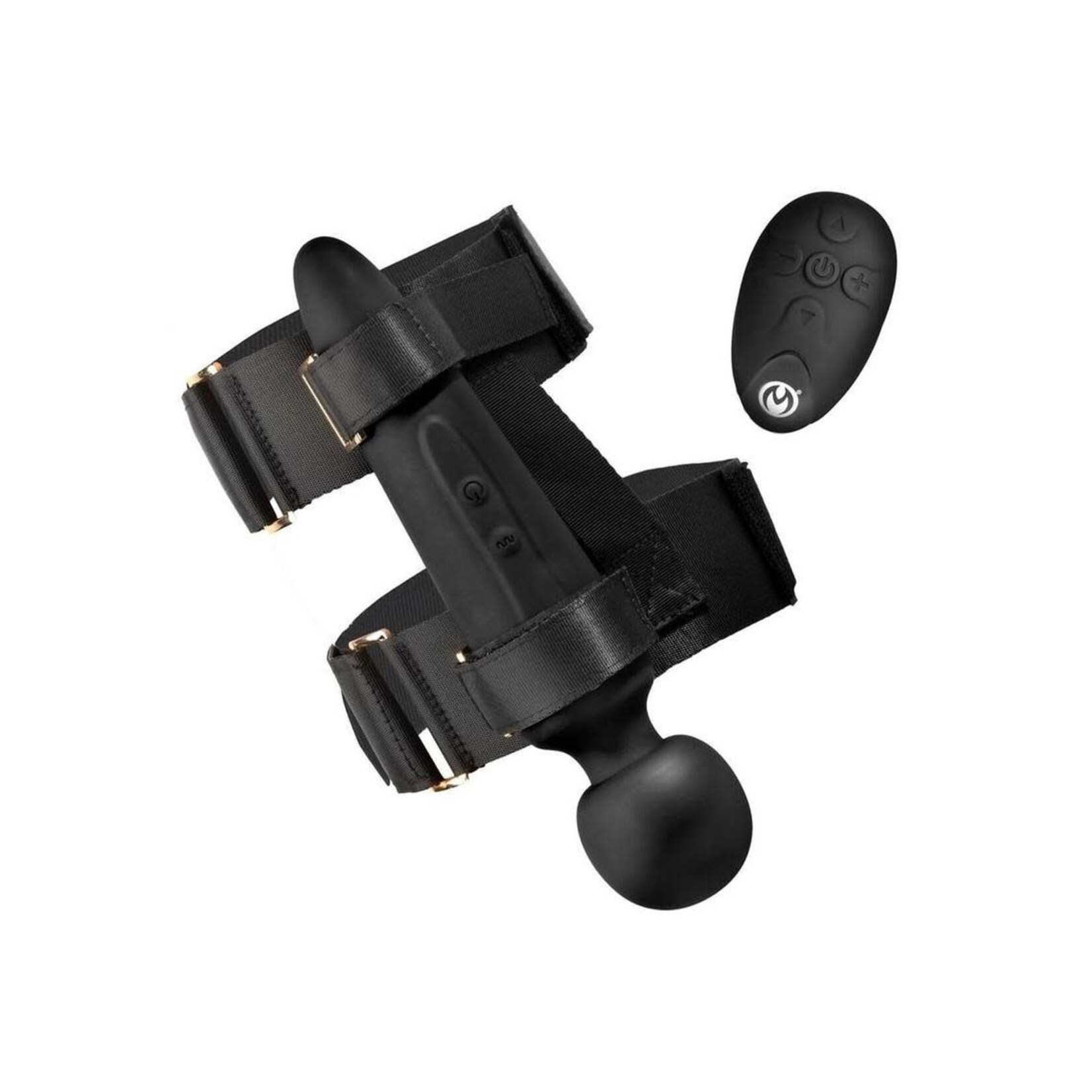 Master Series Thunderstick Thigh Strap Rechargeable Vibrating Wand with Harness - Black