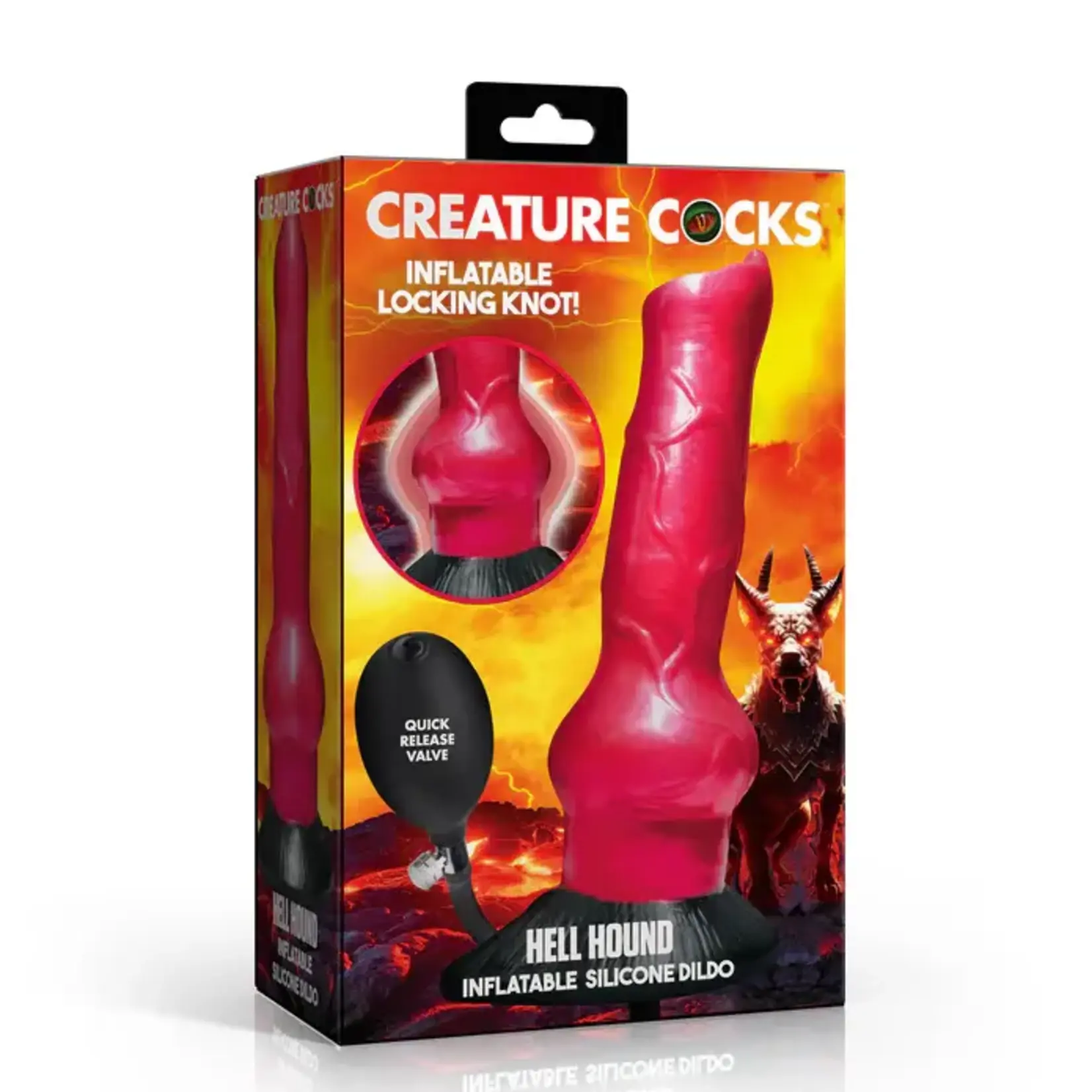 Creature Cocks Hell Hound Inflatable Silicone Dildo - Red/Black