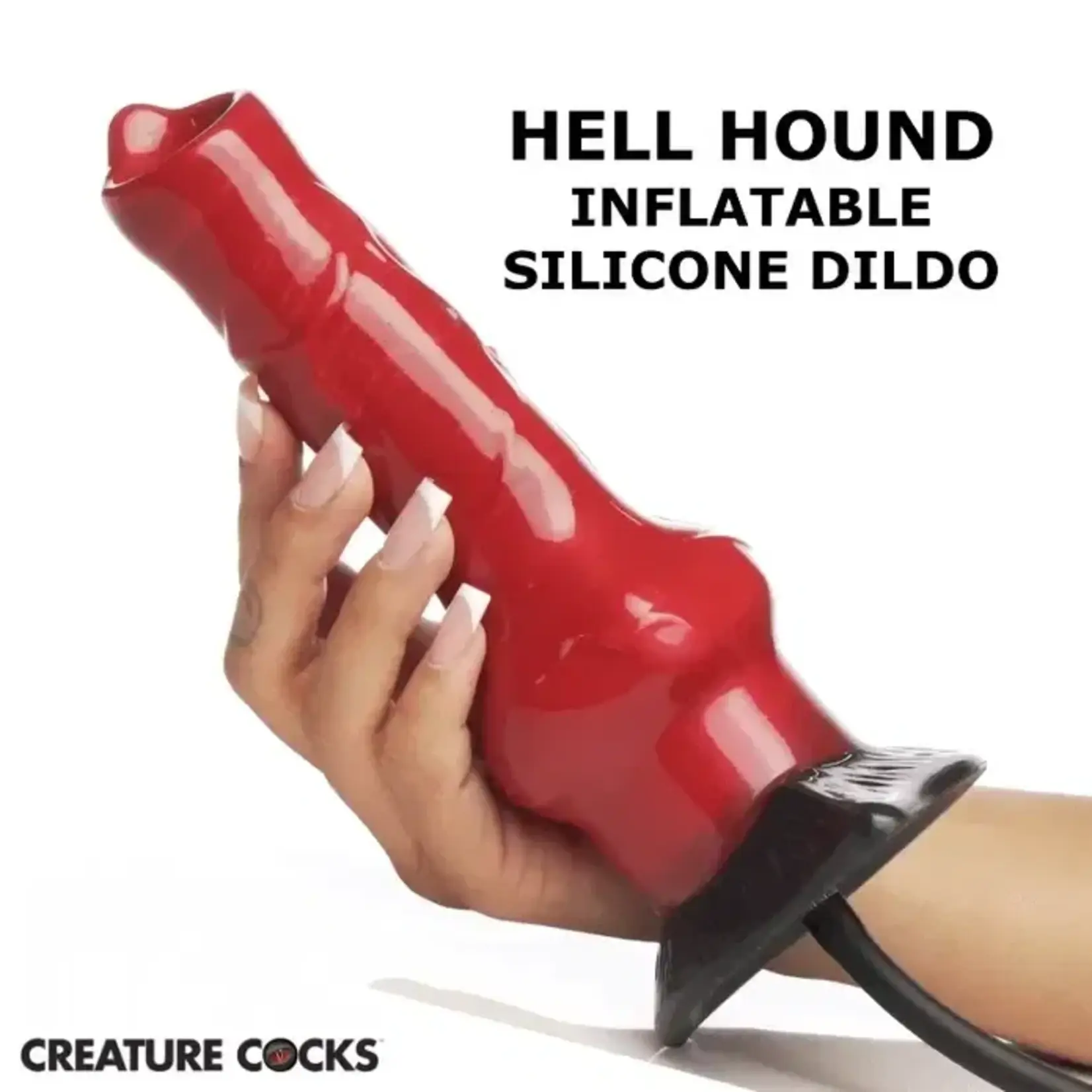 Creature Cocks Hell Hound Inflatable Silicone Dildo - Red/Black