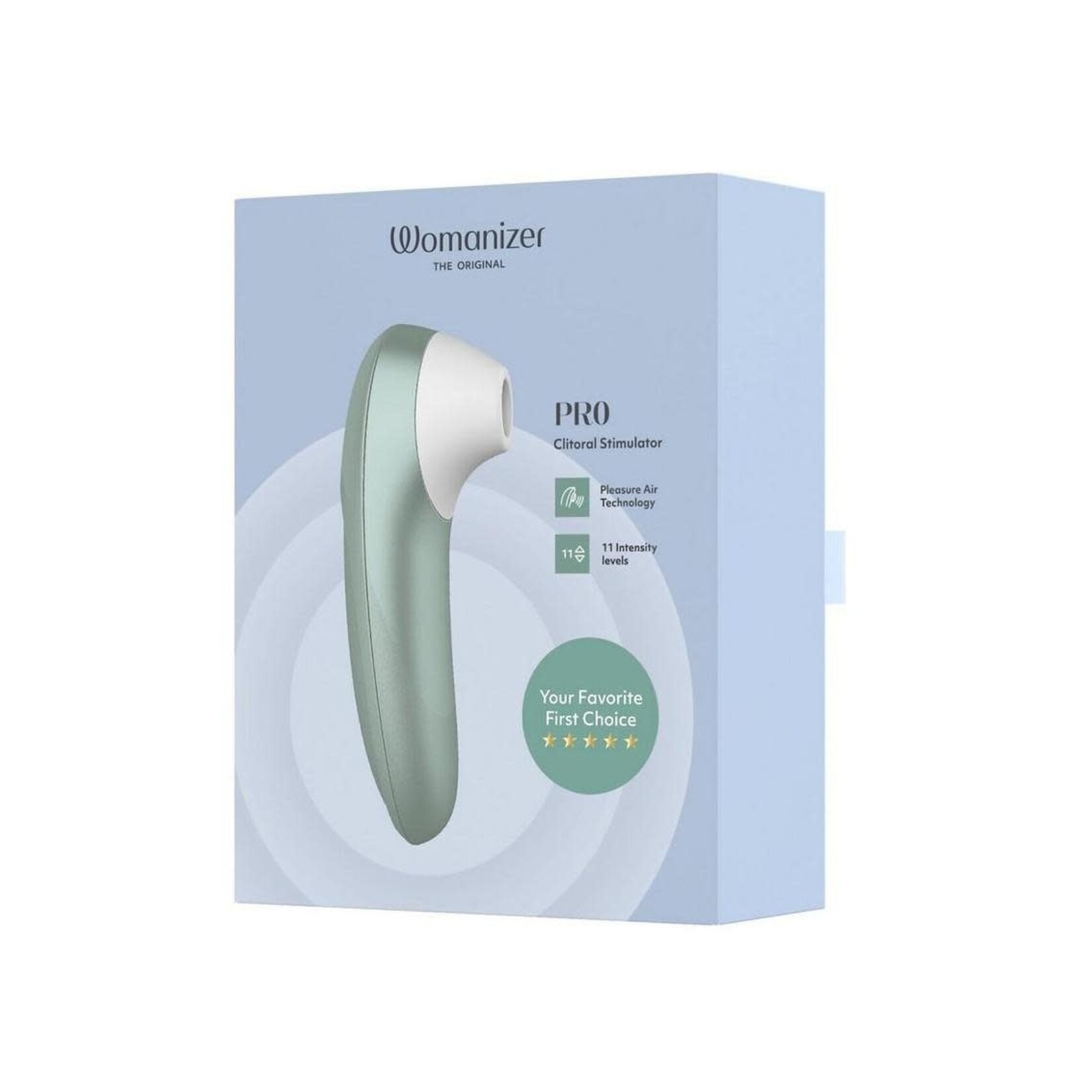 Womanizer Pleasure Air Pro Rechargeable Silicone Air Pulse Clitoral Vibrator - Sage Green