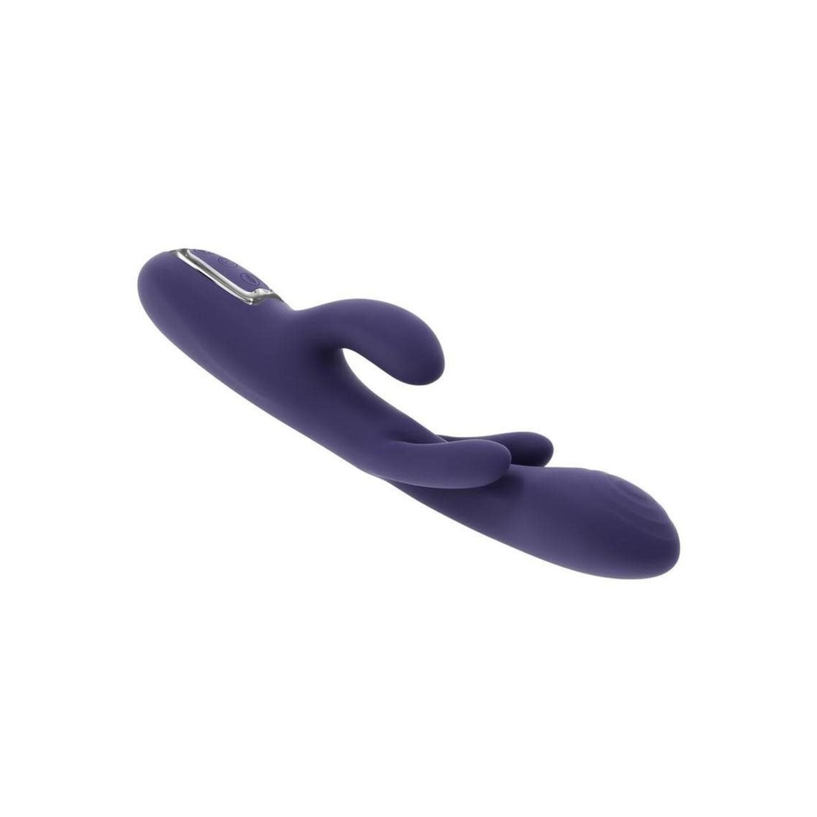 Bow Down Rechargeable Silicone Vibrator with Clitoral Stimulator - Purple
