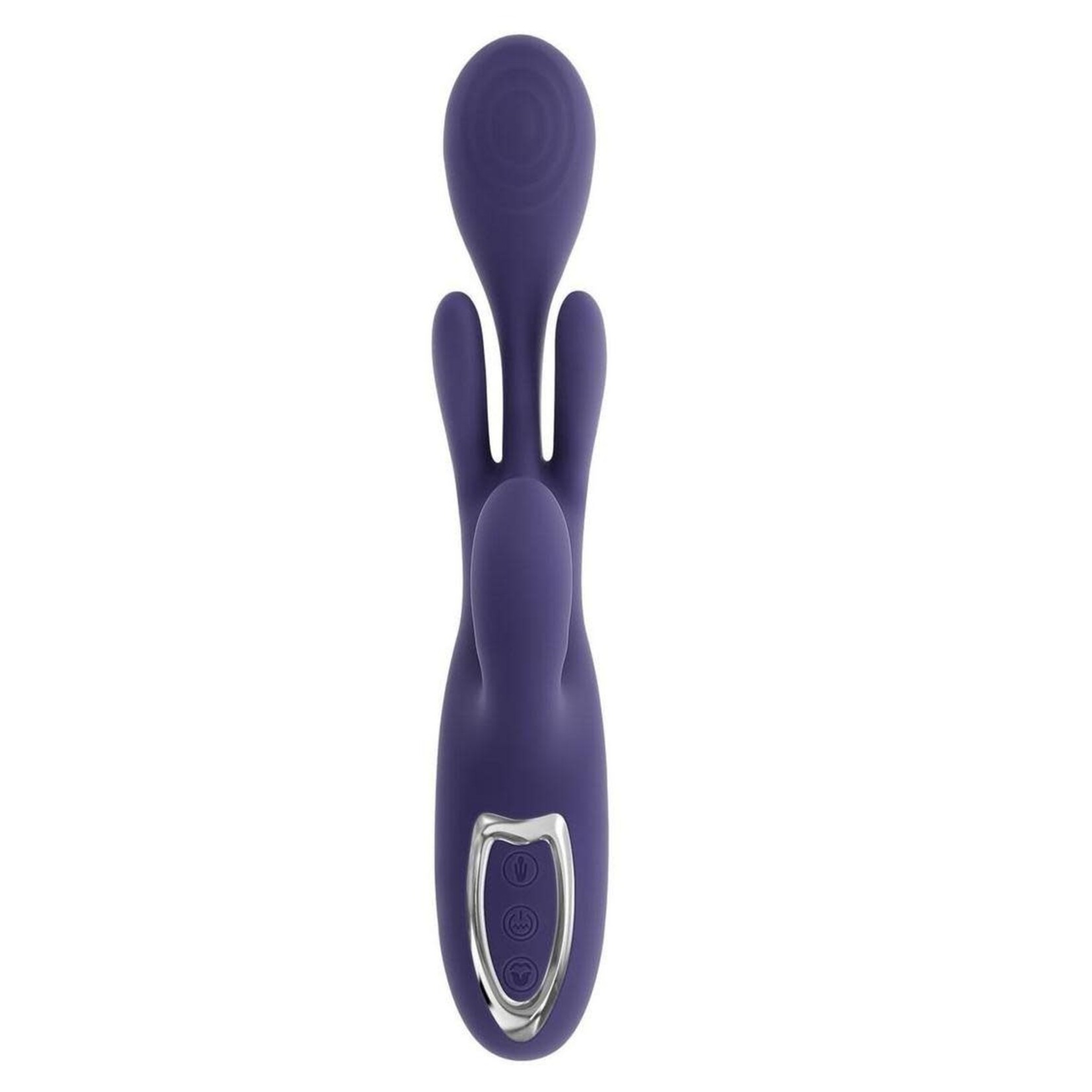 Bow Down Rechargeable Silicone Vibrator with Clitoral Stimulator - Purple