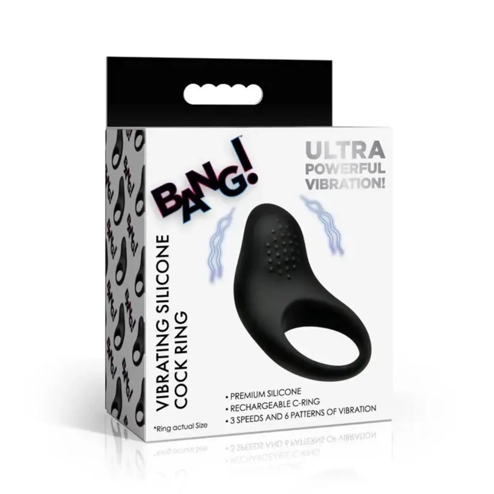 Bang! Vibrating Silicone Cock Ring - Black