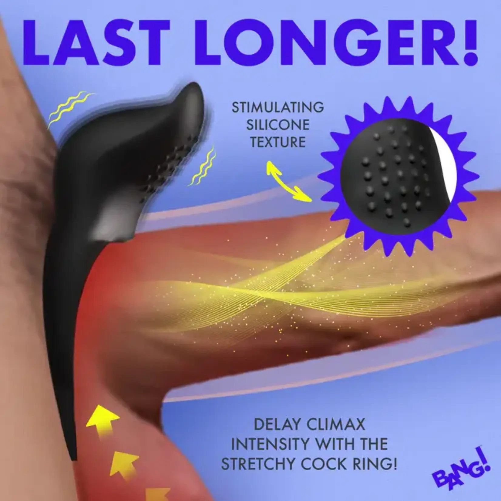 Bang! Vibrating Silicone Cock Ring - Black