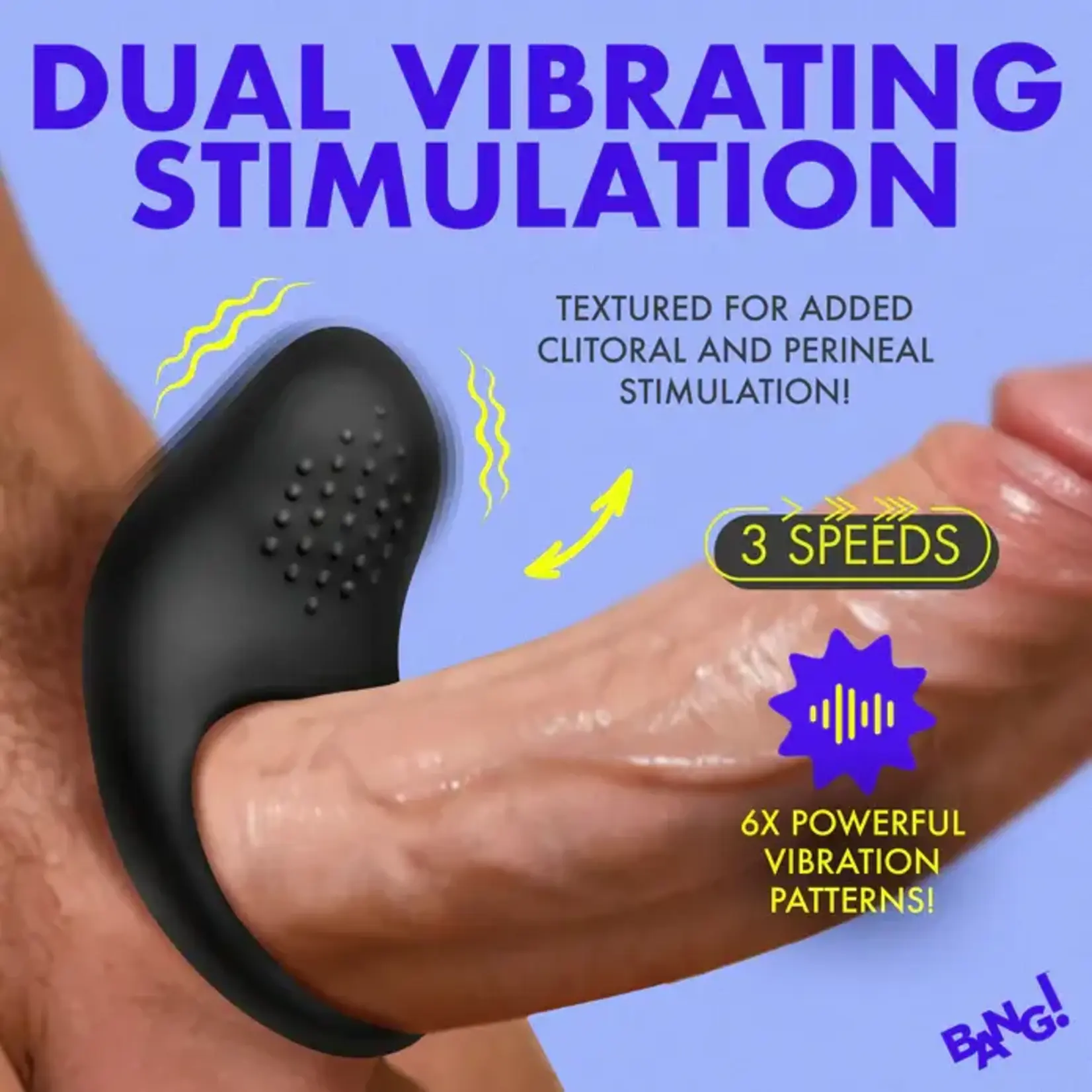 Bang! Vibrating Silicone Cock Ring - Black