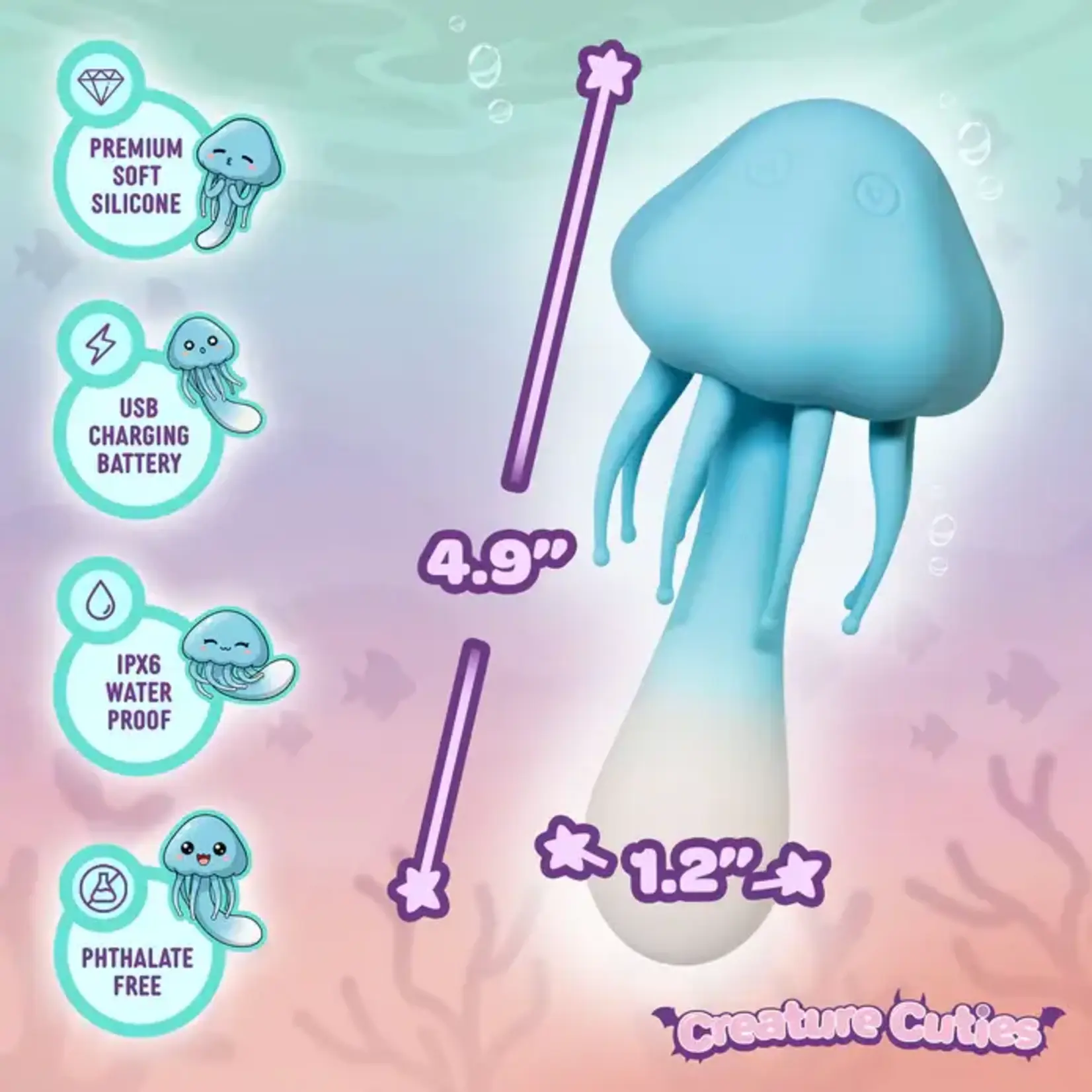 Creature Cuties Jellyvibe Rechargeable Silicone Vibrator - Blue/White