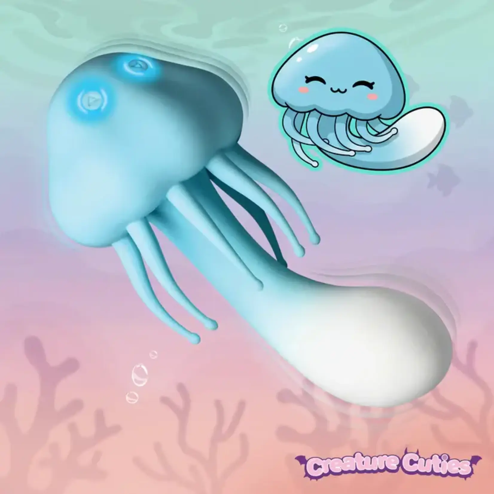 Creature Cuties Jellyvibe Rechargeable Silicone Vibrator - Blue/White