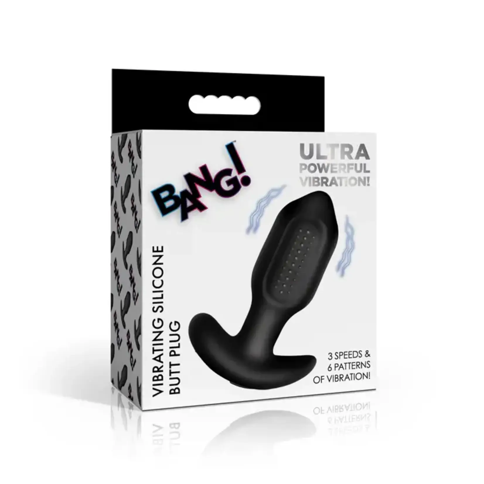 Bang! Bumpy Vibrating Rechargeable Silicone Butt Plug - Black