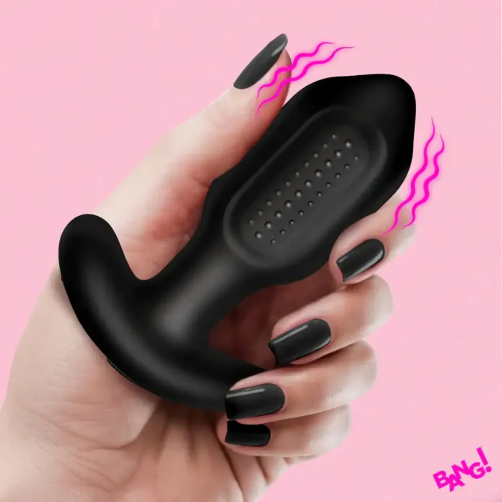 Bang! Bumpy Vibrating Rechargeable Silicone Butt Plug - Black