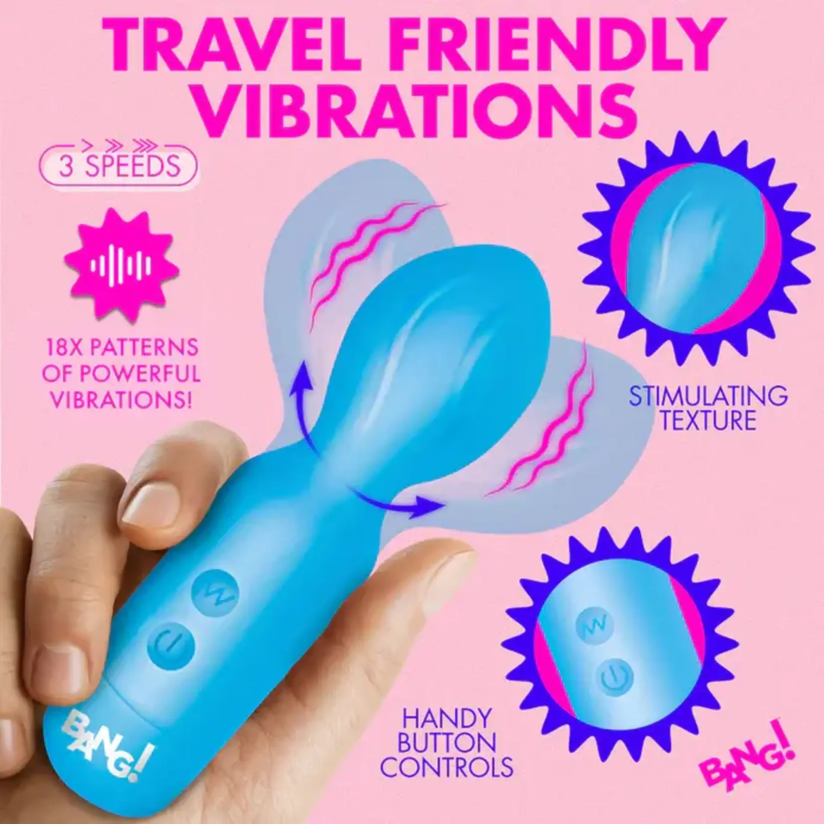 Bang! 18X Vibrating Silicone Mini Wand - Blue