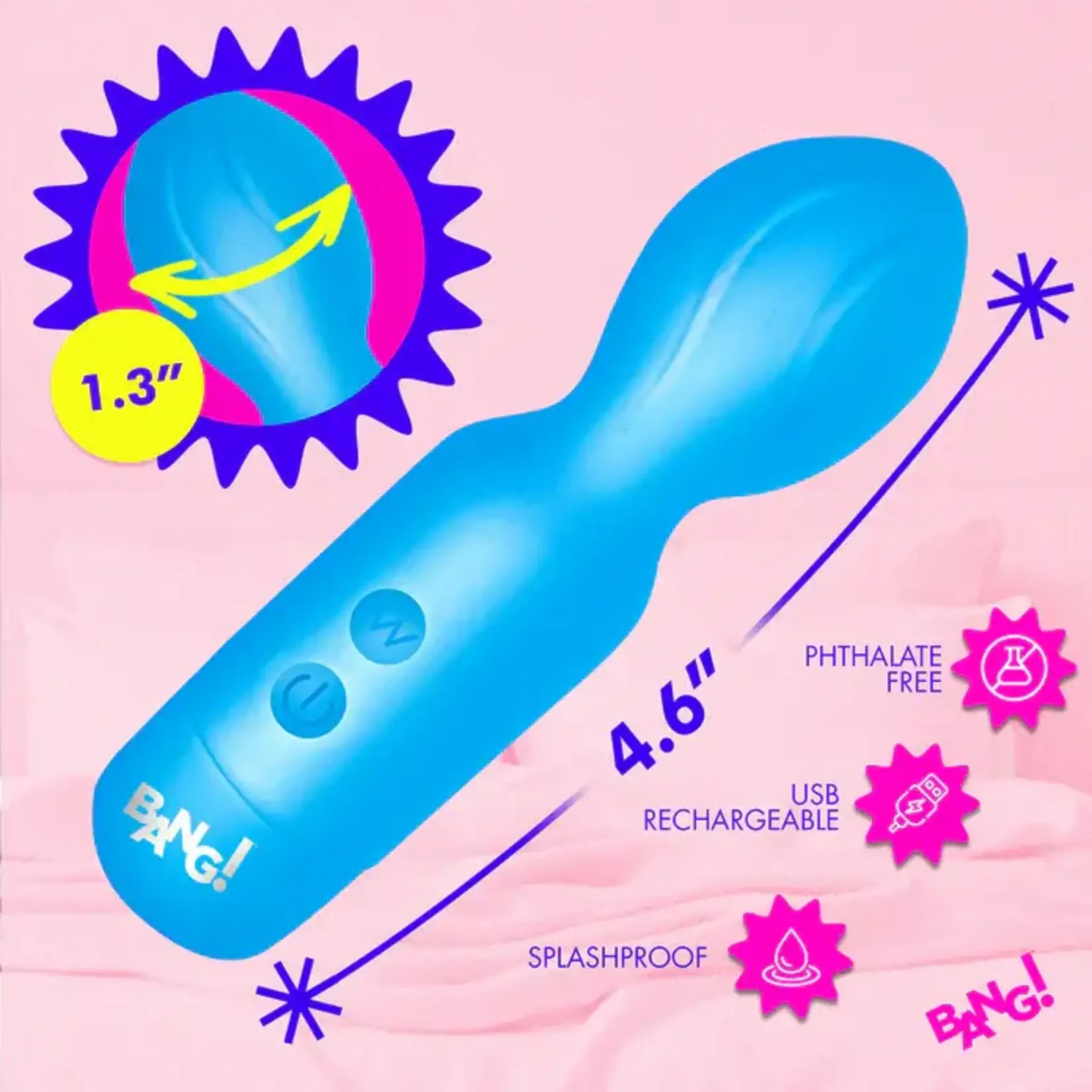 Bang! 18X Vibrating Silicone Mini Wand - Blue