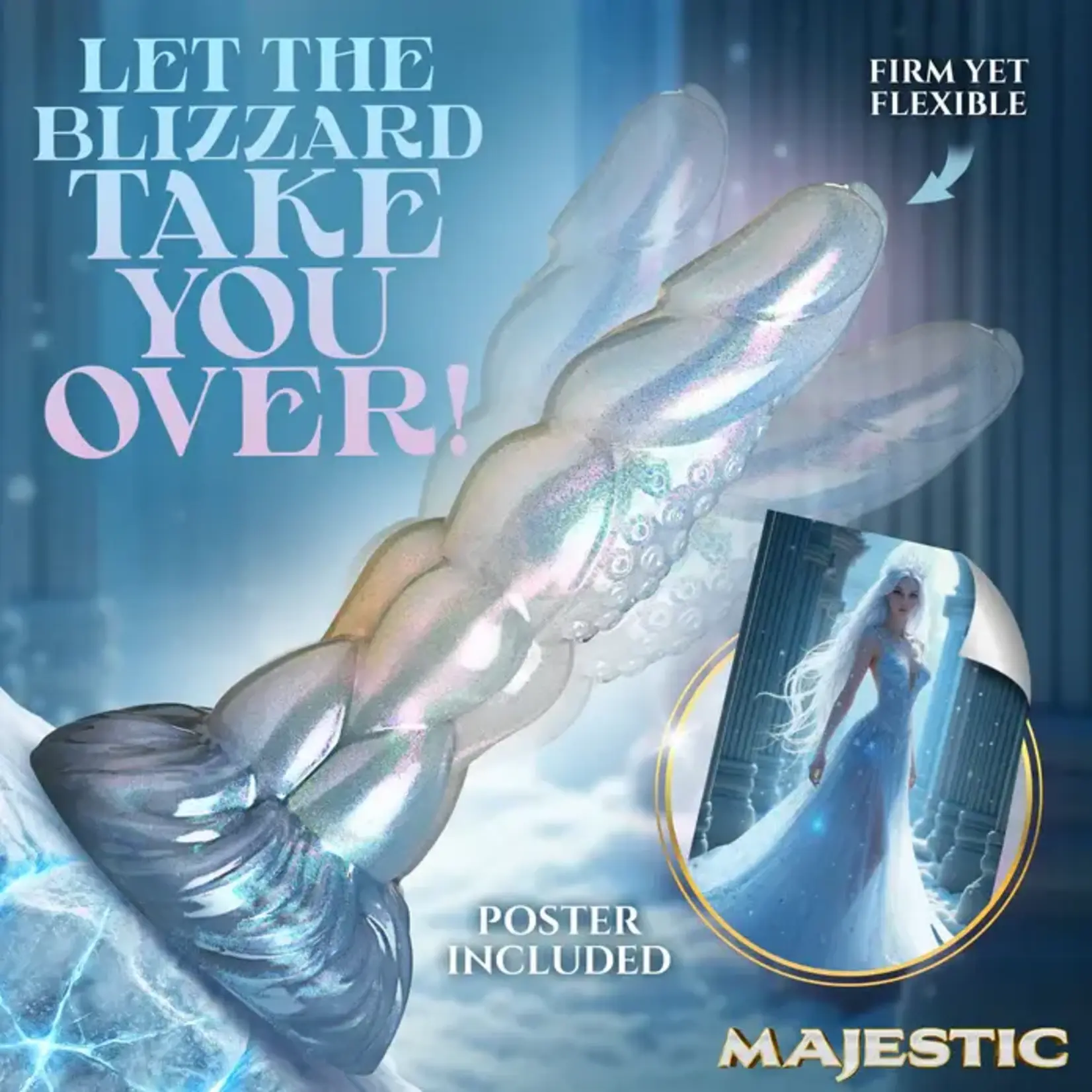 Creature Cocks Crysta Silicone Dildo - Blue/White