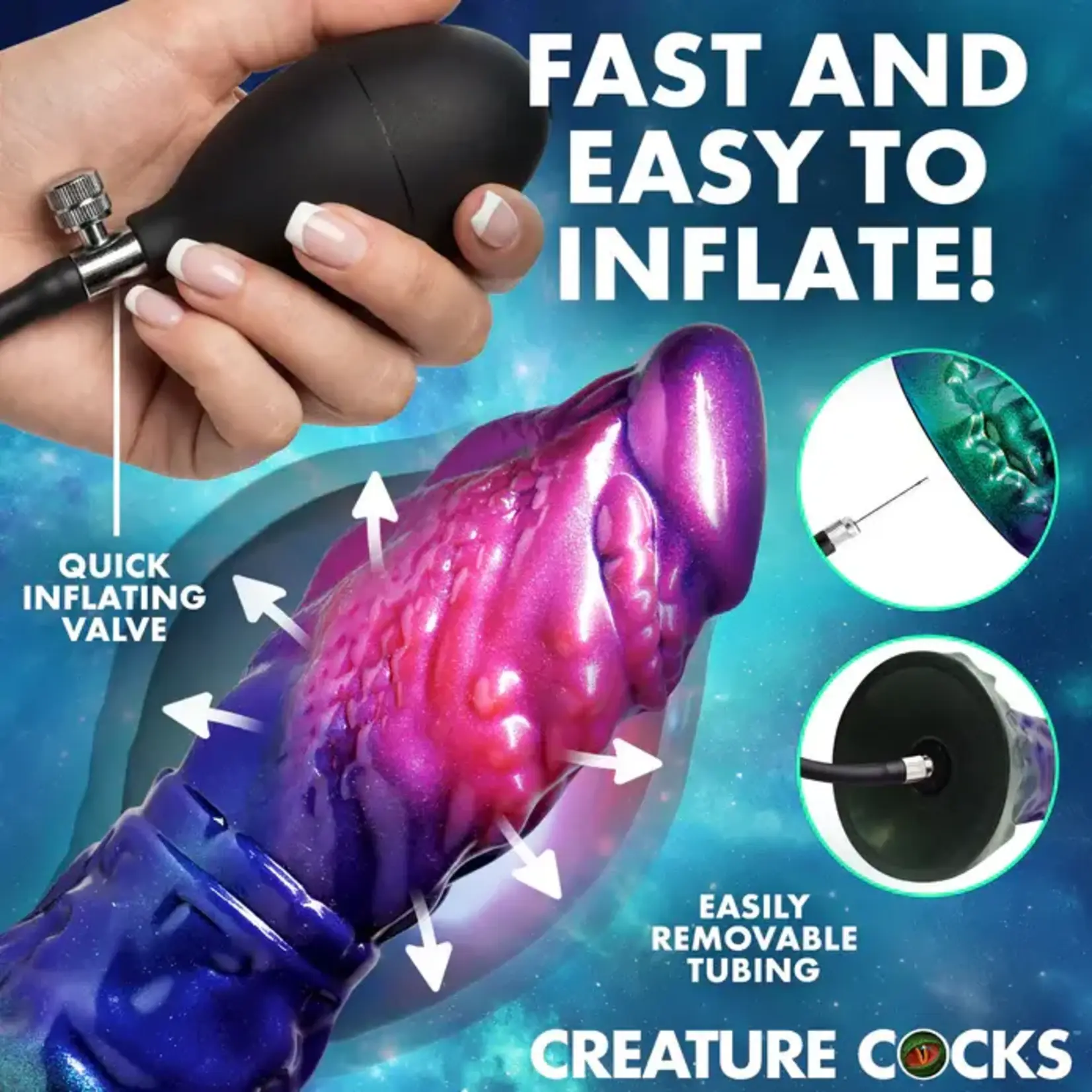 Creature Cocks Gorge Inflatable Silicone Dildo - Multicolor