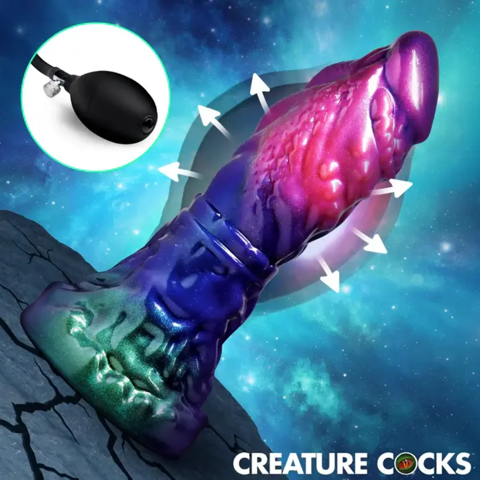 Creature Cocks Gorge Inflatable Silicone Dildo - Multicolor
