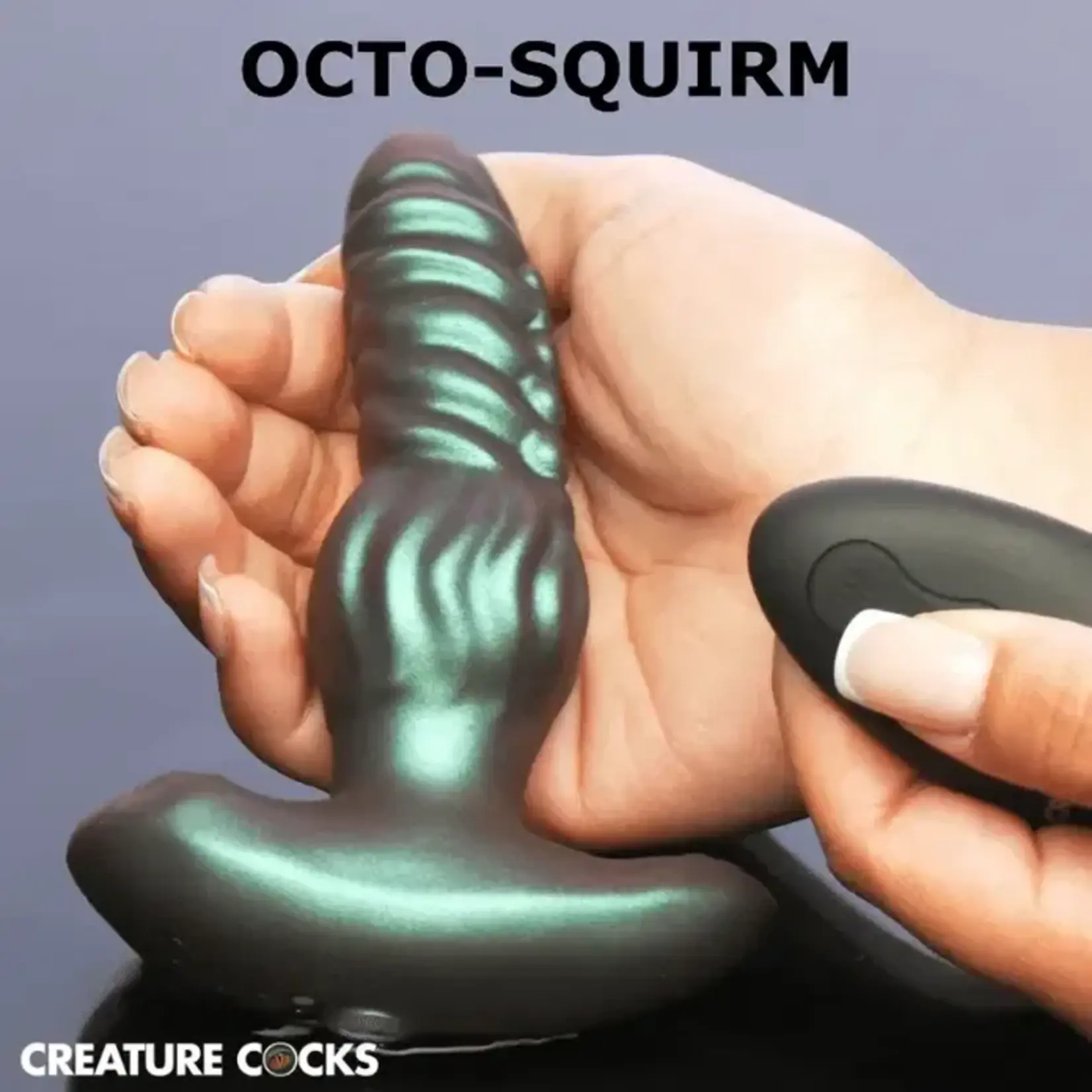 Creature Cocks Octo-Squirm Vibrating & Squirming Rechargeable Silicone Anal Plug with Remote Control - Blue