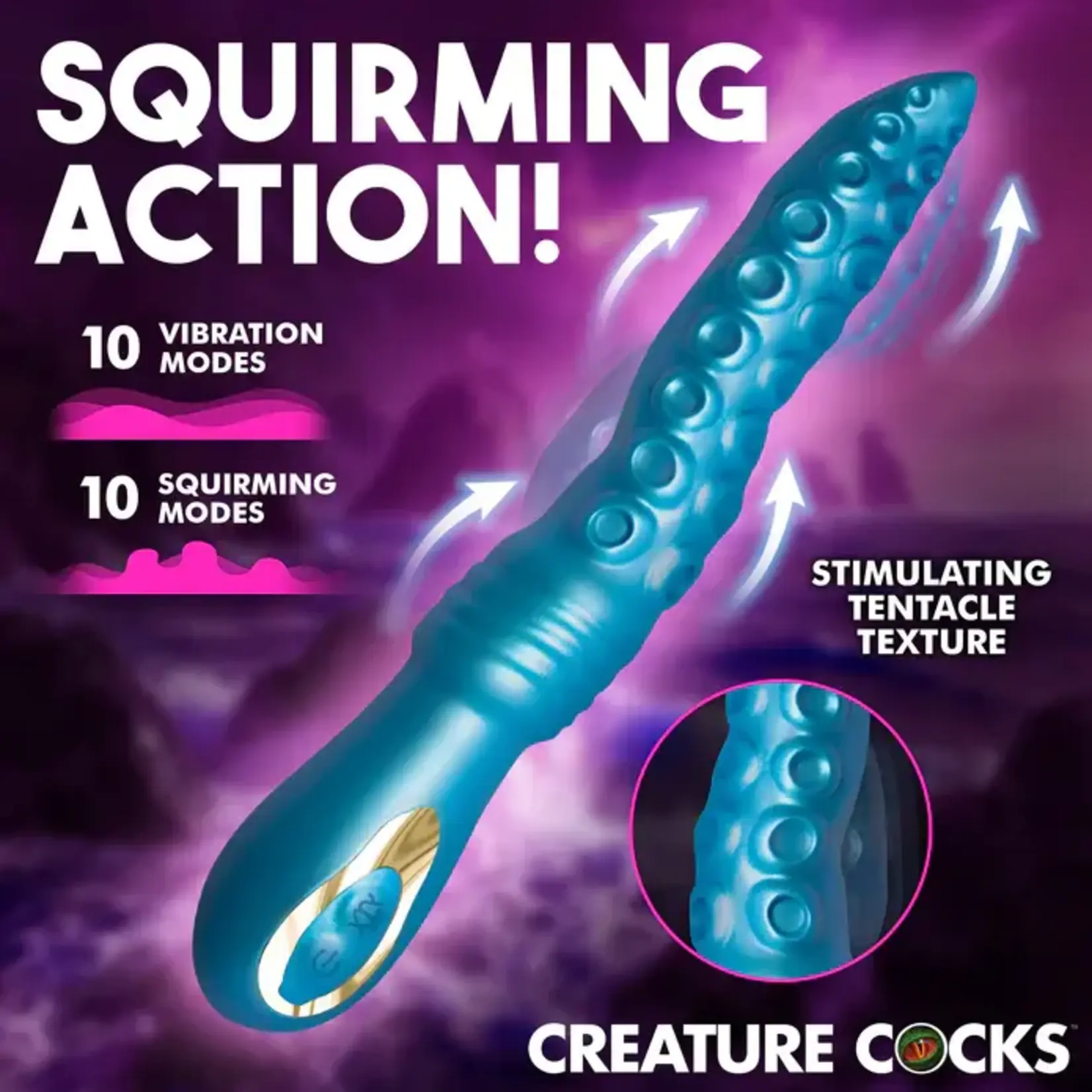 Creature Cocks Tenta-Squirm Squirming Rechargeable Silicone Vibrator - Blue