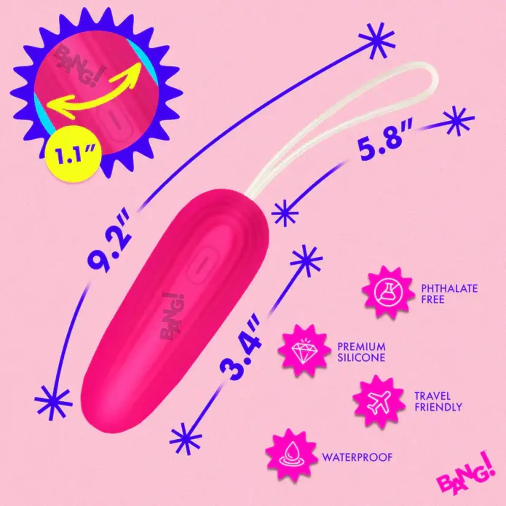 Bang! Silicone Vibrating Egg - Pink