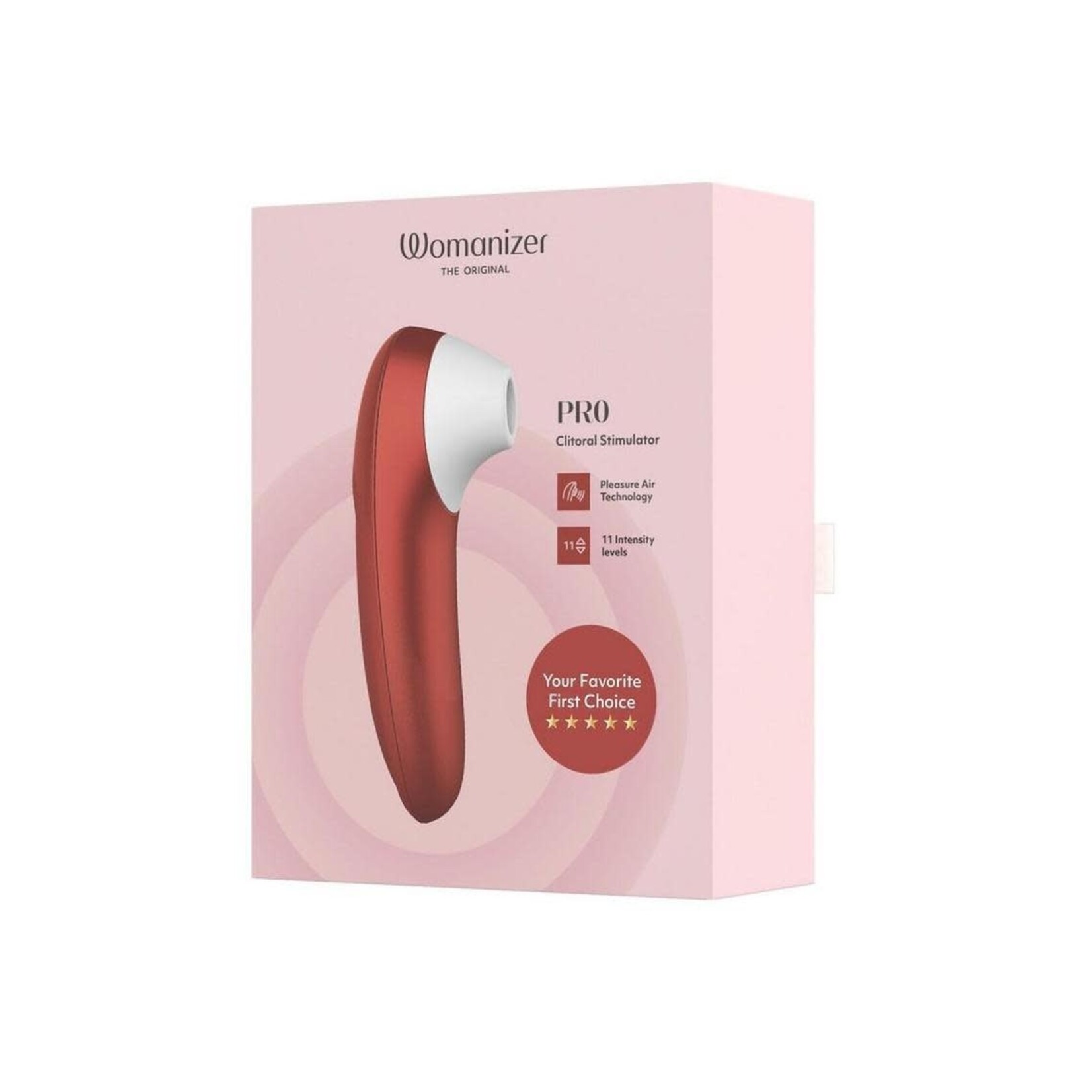 Womanizer Pleasure Air Pro Rechargeable Silicone Air Pulse Clitoral Vibrator - Bordeaux Red