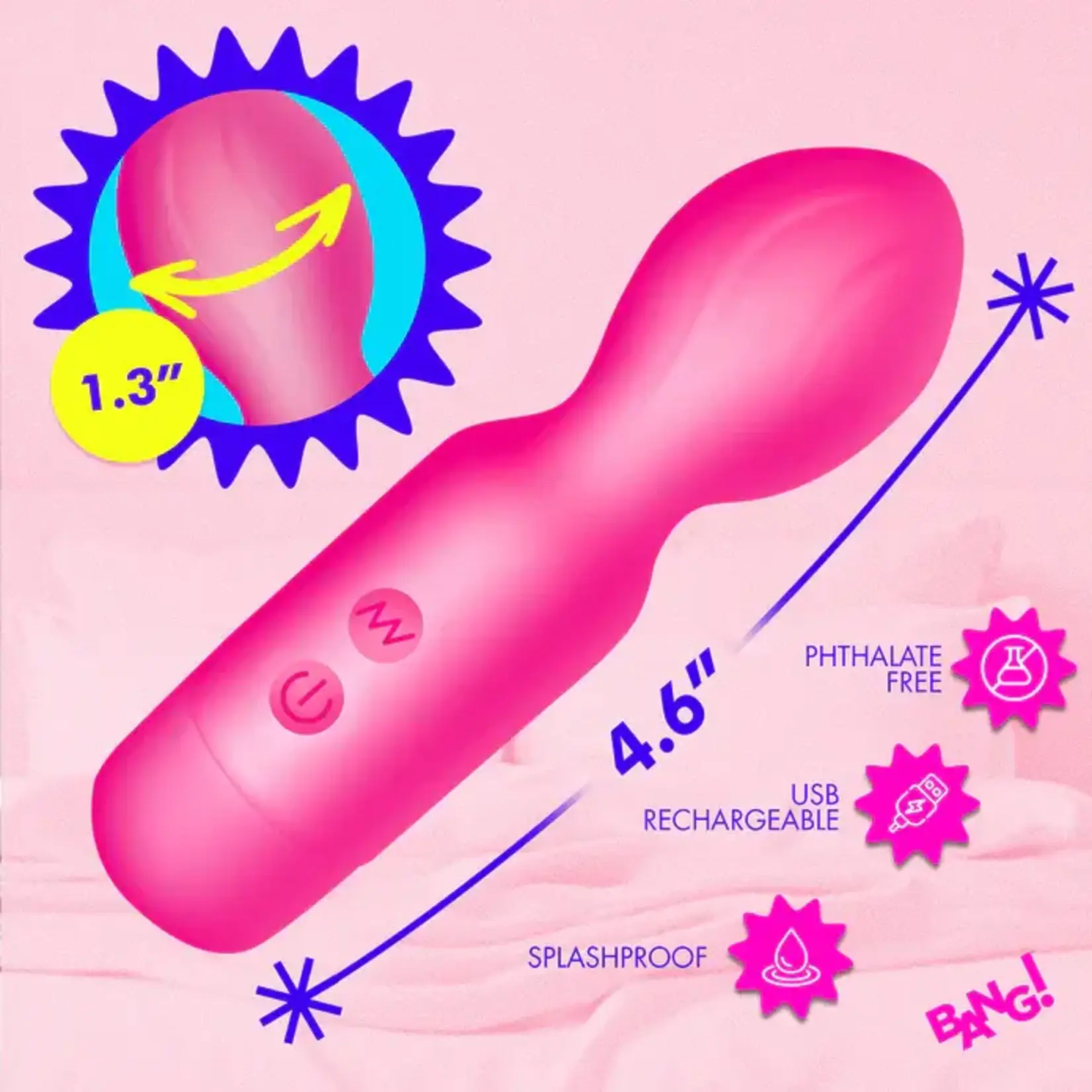 Bang! 18X Vibrating Silicone Mini Wand - Pink