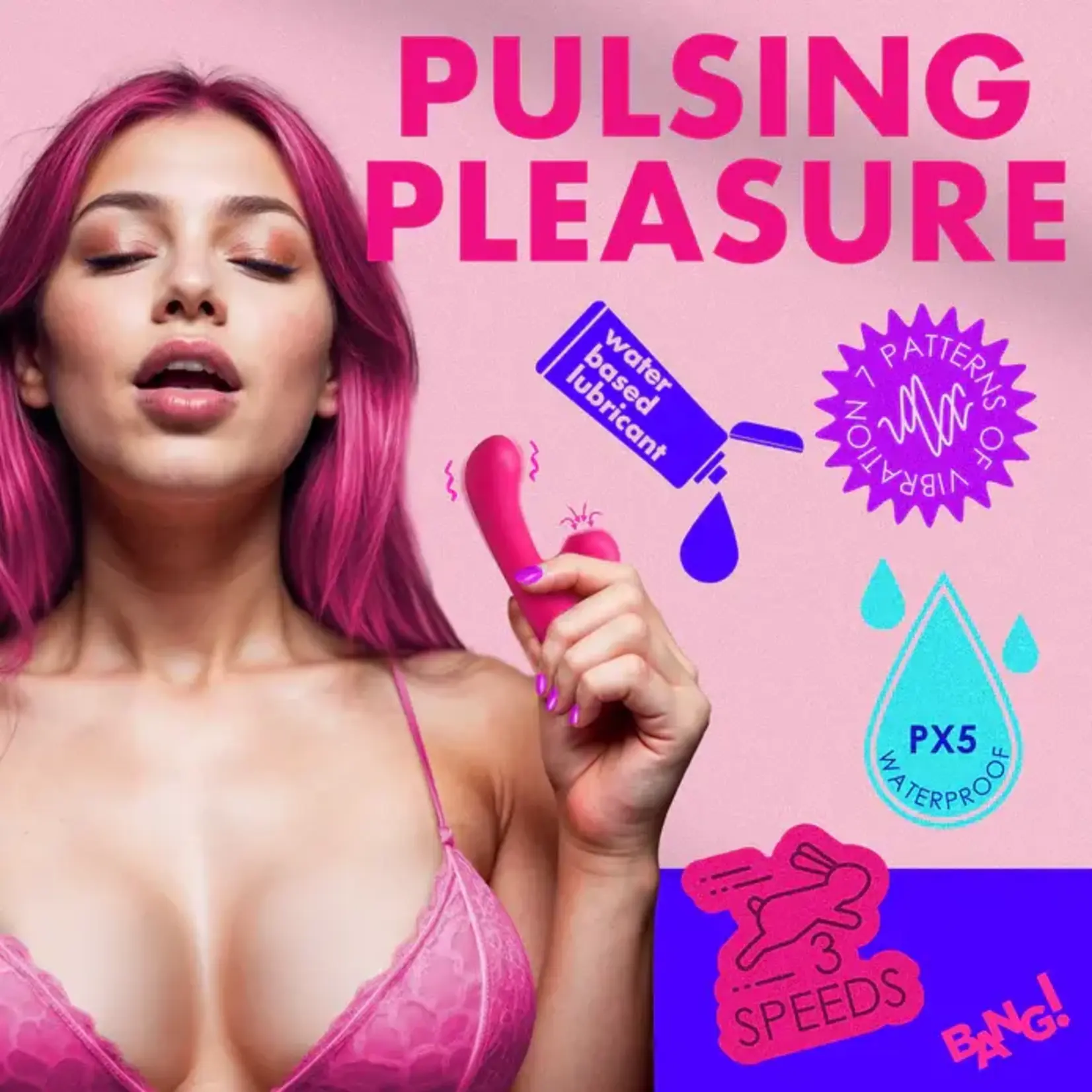 Bang! G-Spot Rabbit Rechargeable Silicone Vibrator - Pink