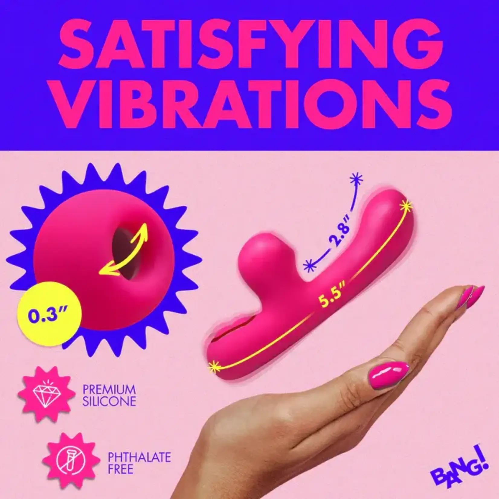 Bang! G-Spot Rabbit Rechargeable Silicone Vibrator - Pink
