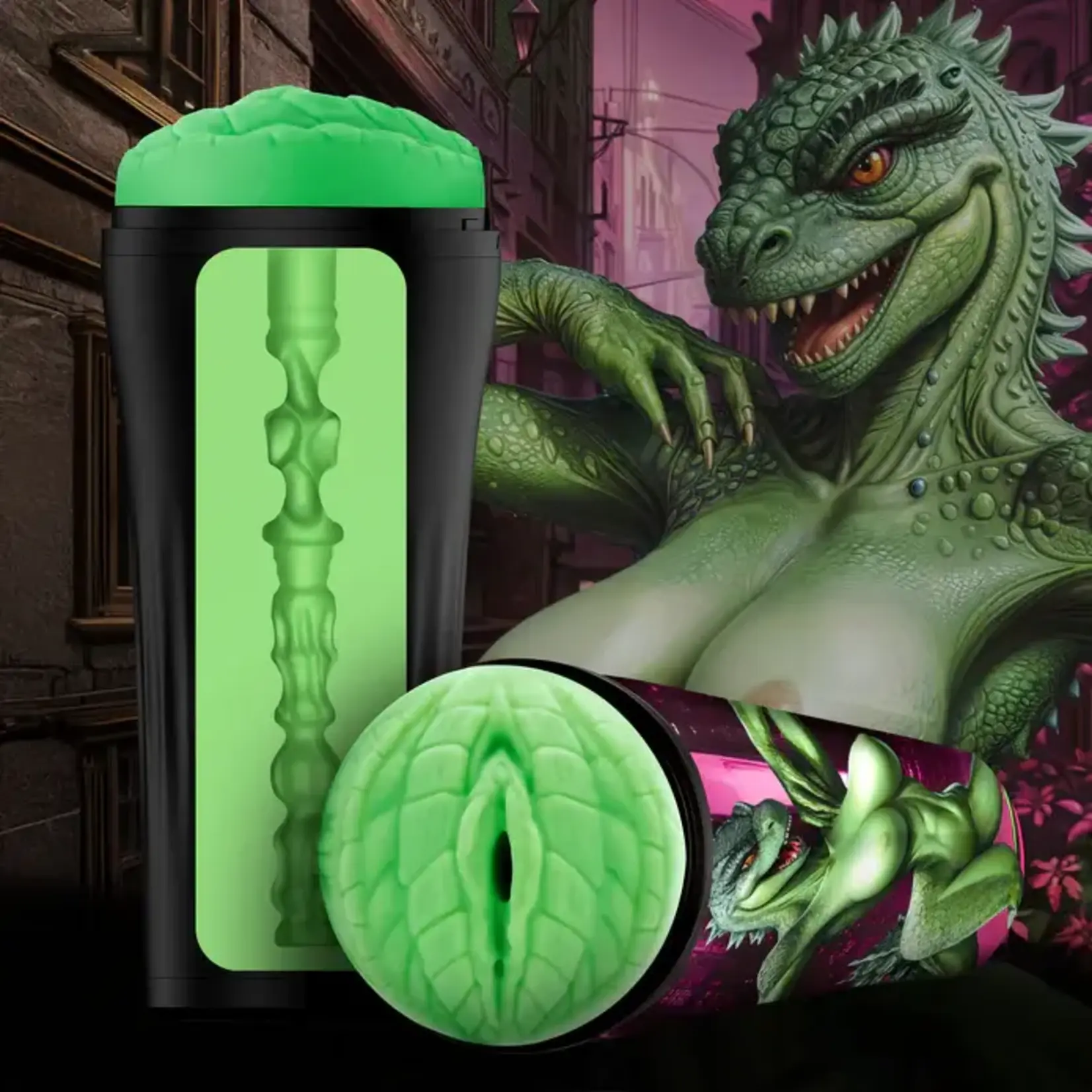 Creature Cock Fuckzilla Silicone Pussy Stroker - Green