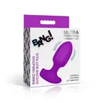 Bang! Ribbed Vibrating Silicone Butt Plug - Purple