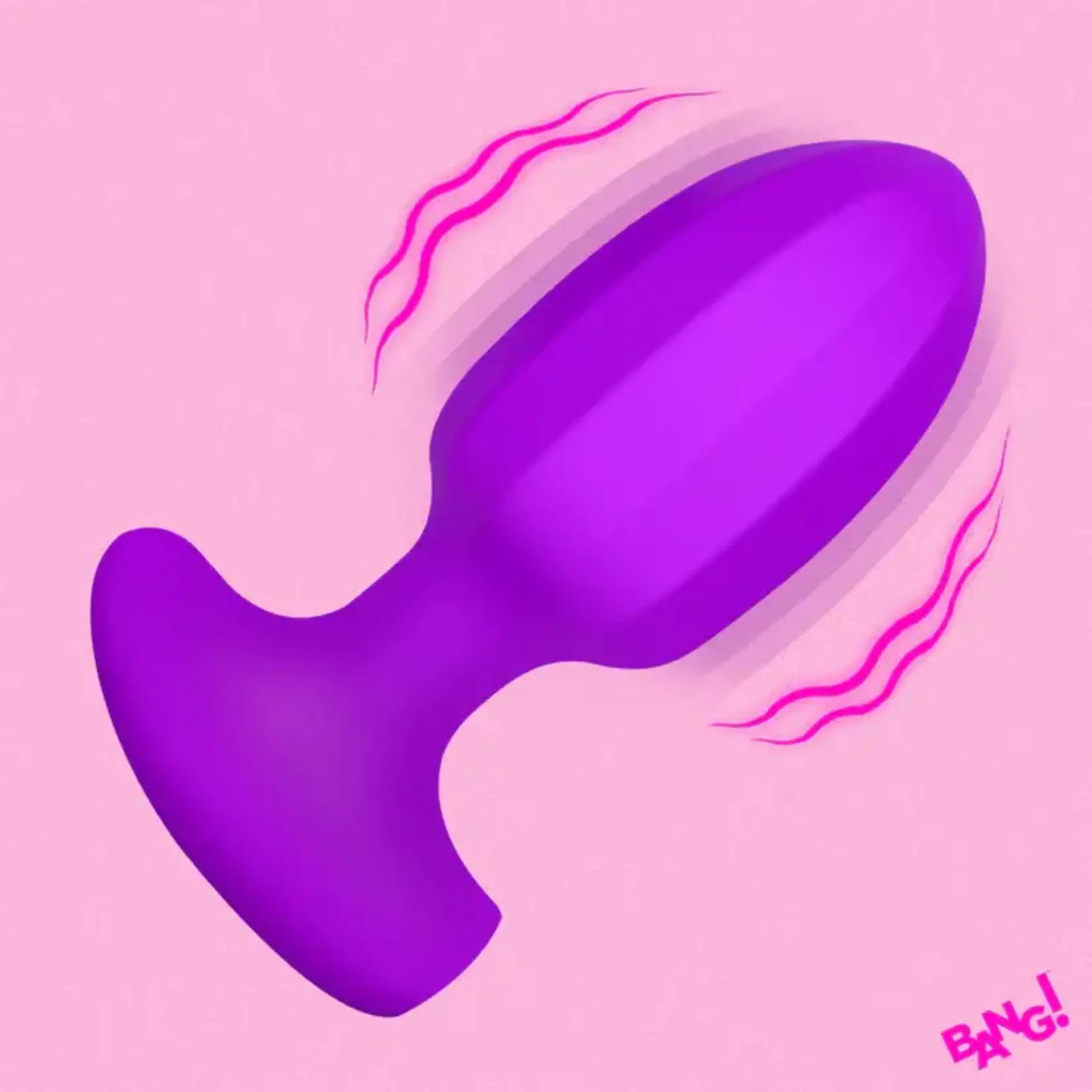 Bang! Ribbed Vibrating Silicone Butt Plug - Purple