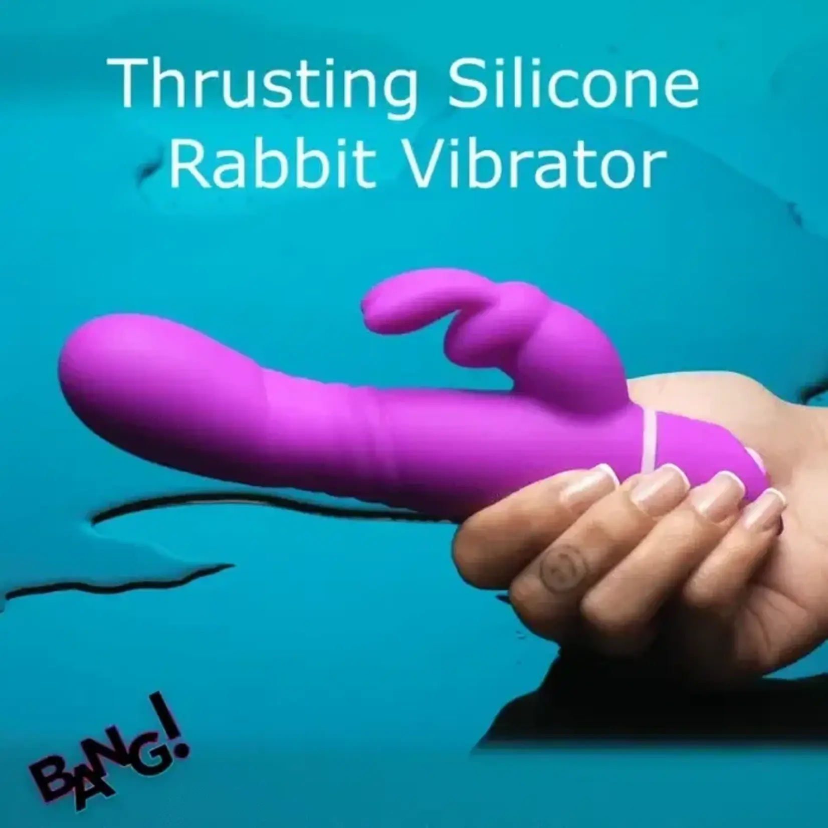 Bang! Thrusting Rechargeable Silicone Rabbit Vibrator - Purple